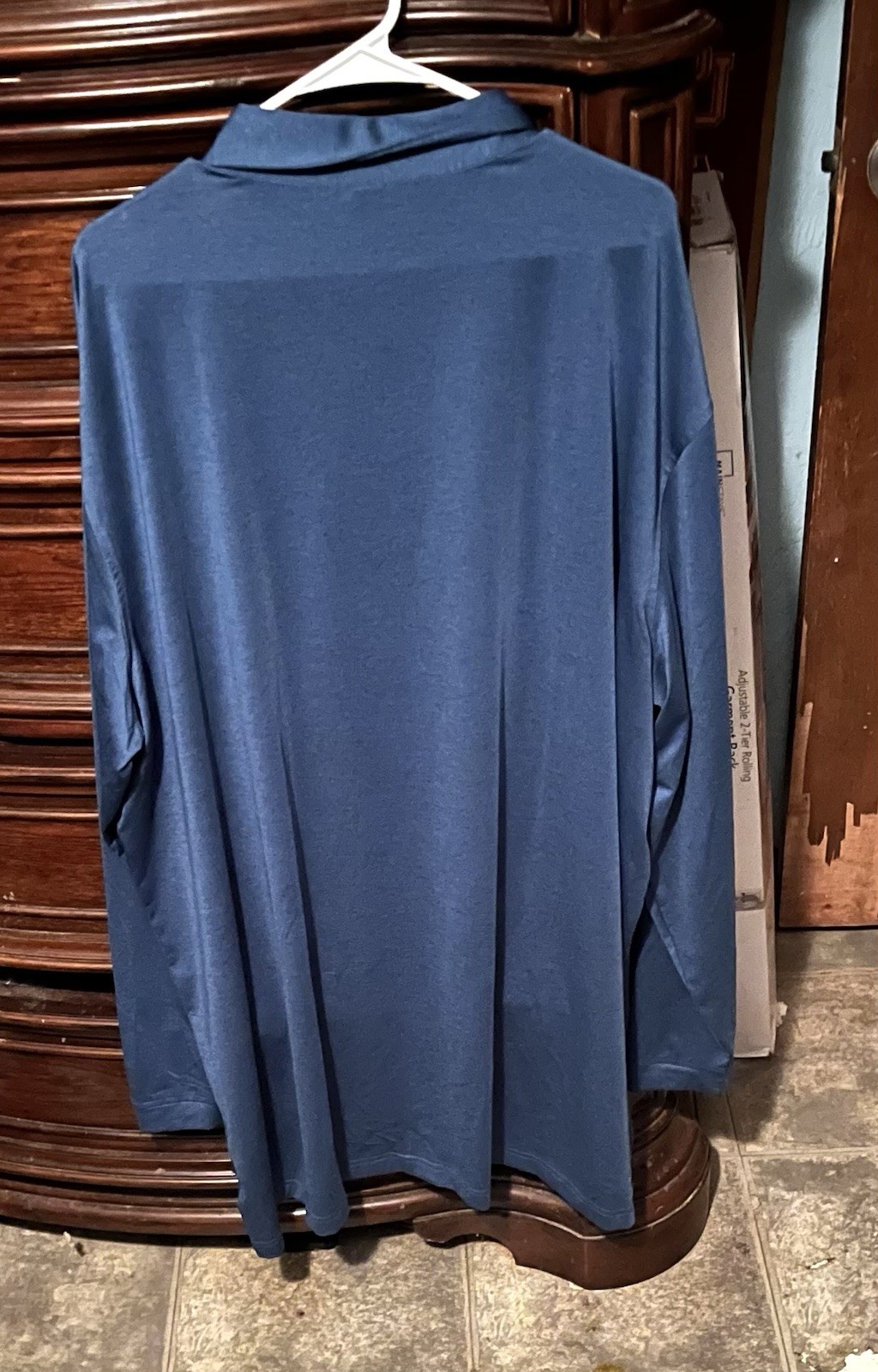 Mens 3XT Blue Peter Millar Summer Comfort Long Sleeve Performance Golf Polo