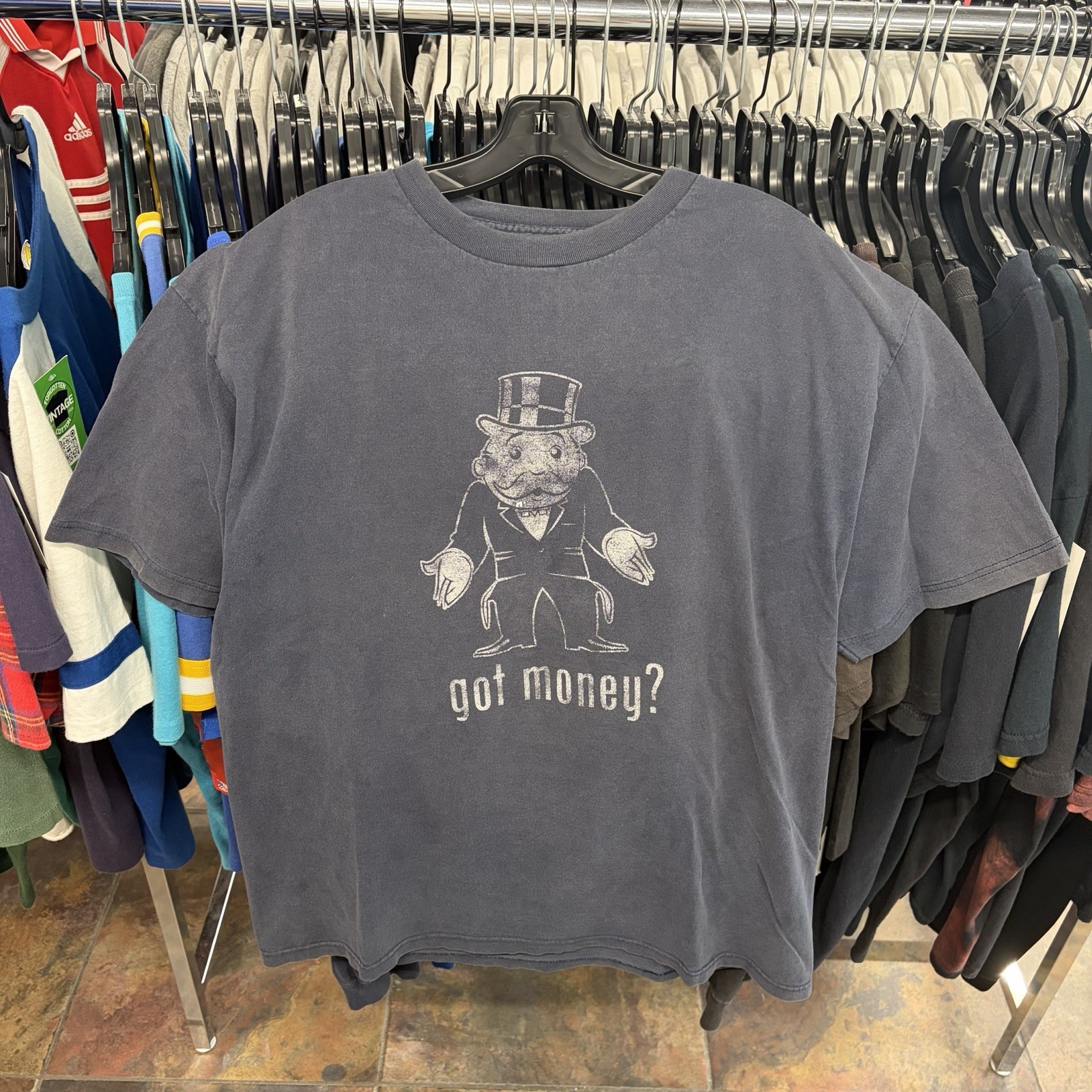 2011 Hasbro Faded Black Monopoly Got Money? Funny Graphic Tee Size XL