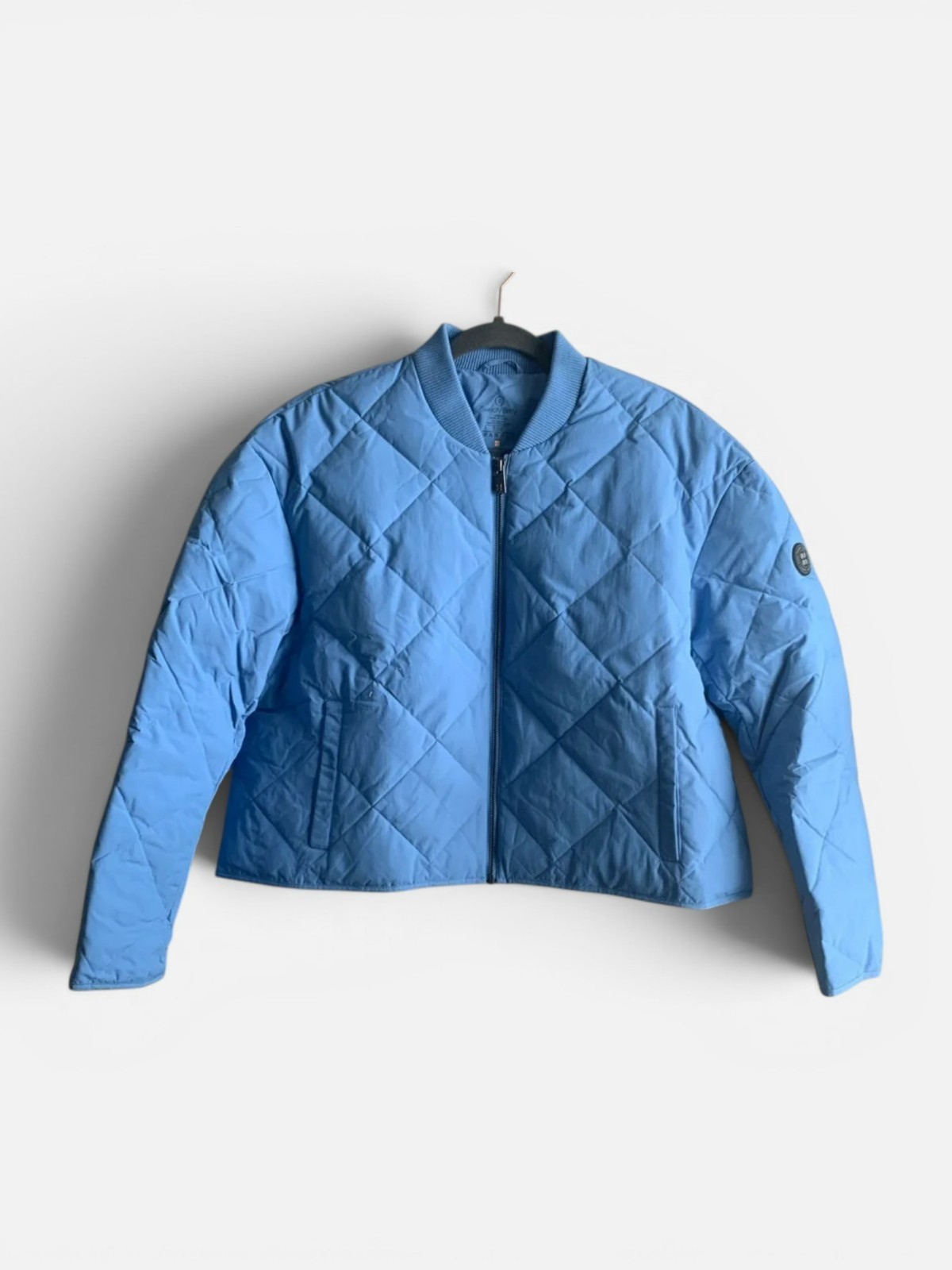 Sweaty Betty Harley Quilted Bomber Jacket Regatta Blue Lightweight Puffer Large