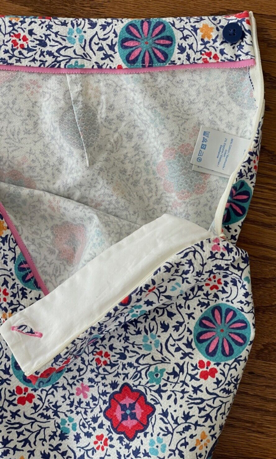 NWOT BODEN Ankle Side Zip Stretch Pants Multi-Color Wms Size 14R Multi-Color