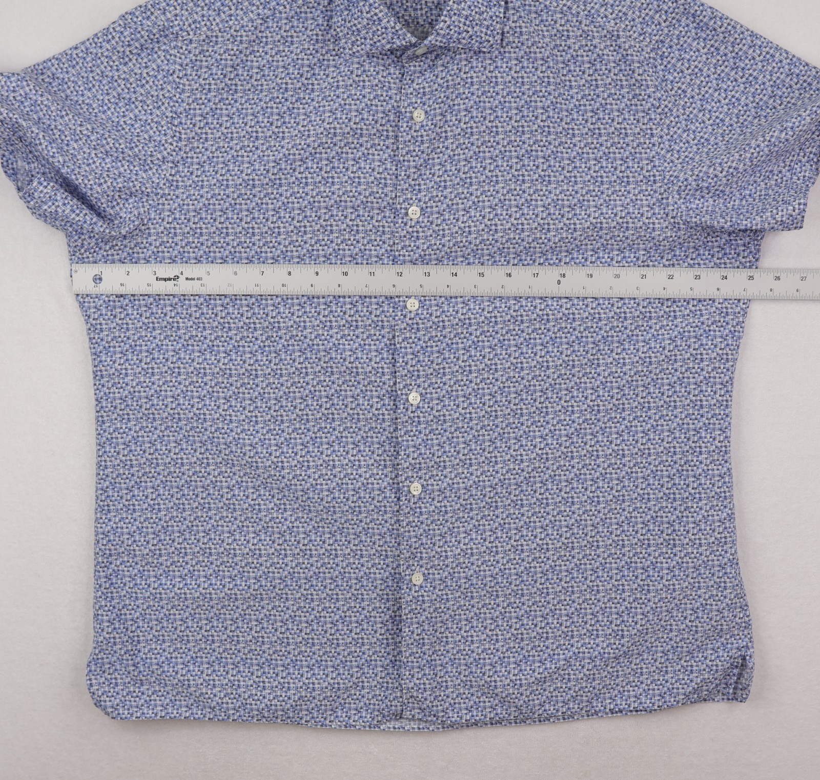 Ermenegildo Zegna Shirt Mens XXL Blue Broken/Brushstroke Print Short Sleeve