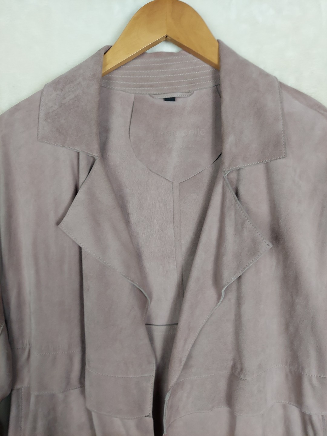 Linea Pelle Collection Suede Trench Coat Womens M Lavender 100% Lames Leather