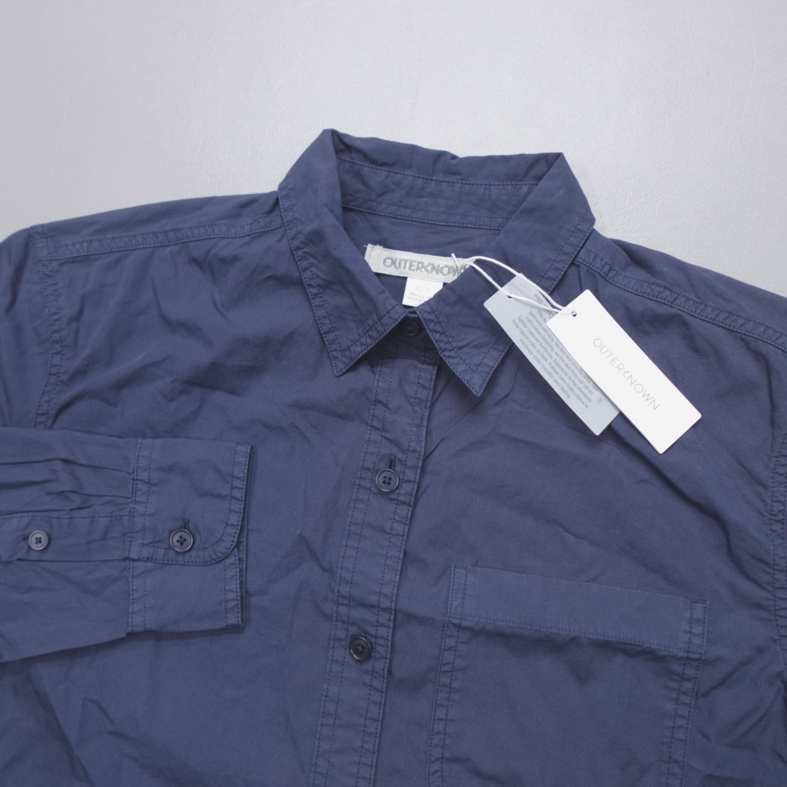 Outerknown The Weekend Shirt MRN Blue Organic Cotton Oversized Women’s Size XS