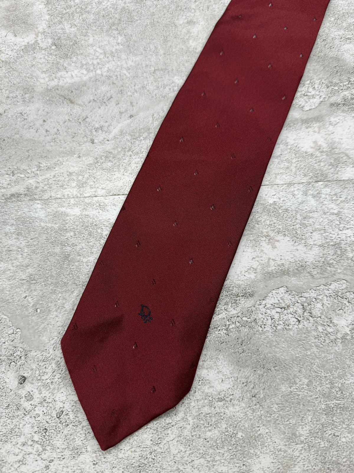 Christian Dior 95% Polyester-5% Silk Tie Mens One Size Red Polka Dot Necktie VTG