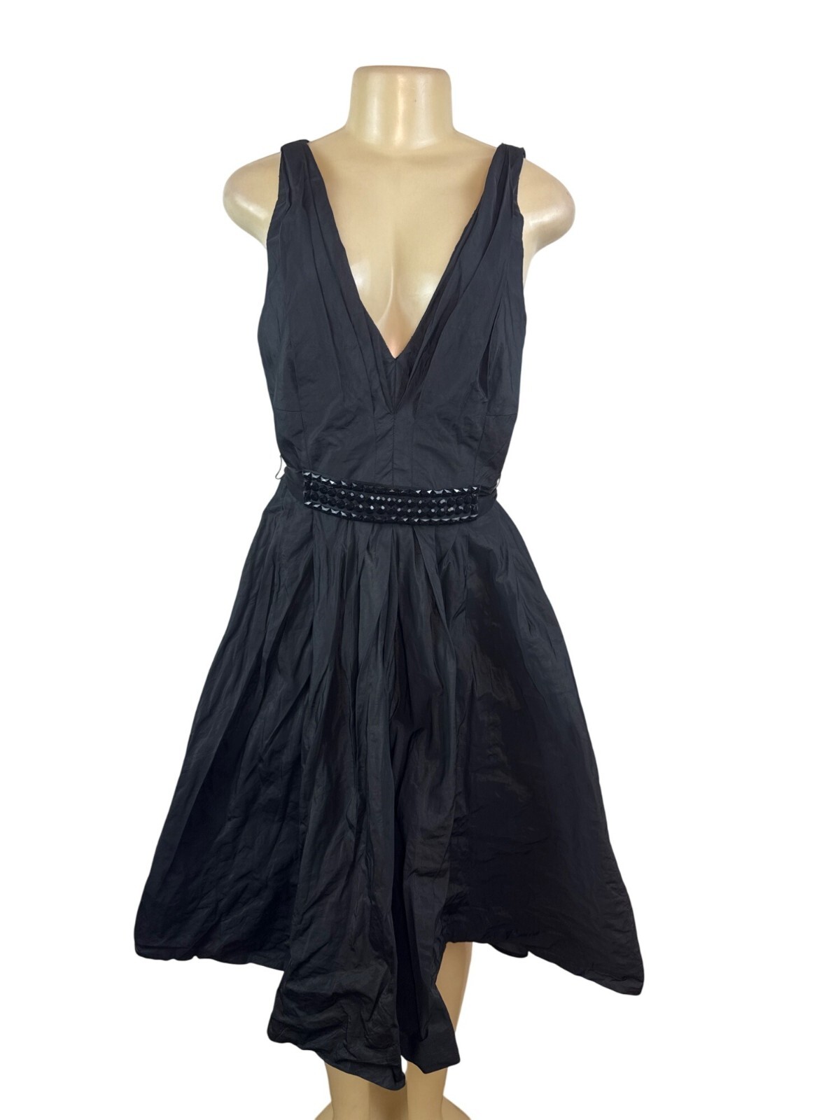 Carmen Marc Valvo Women’s Black Sleeveless A-Line Dress Size 12 – New