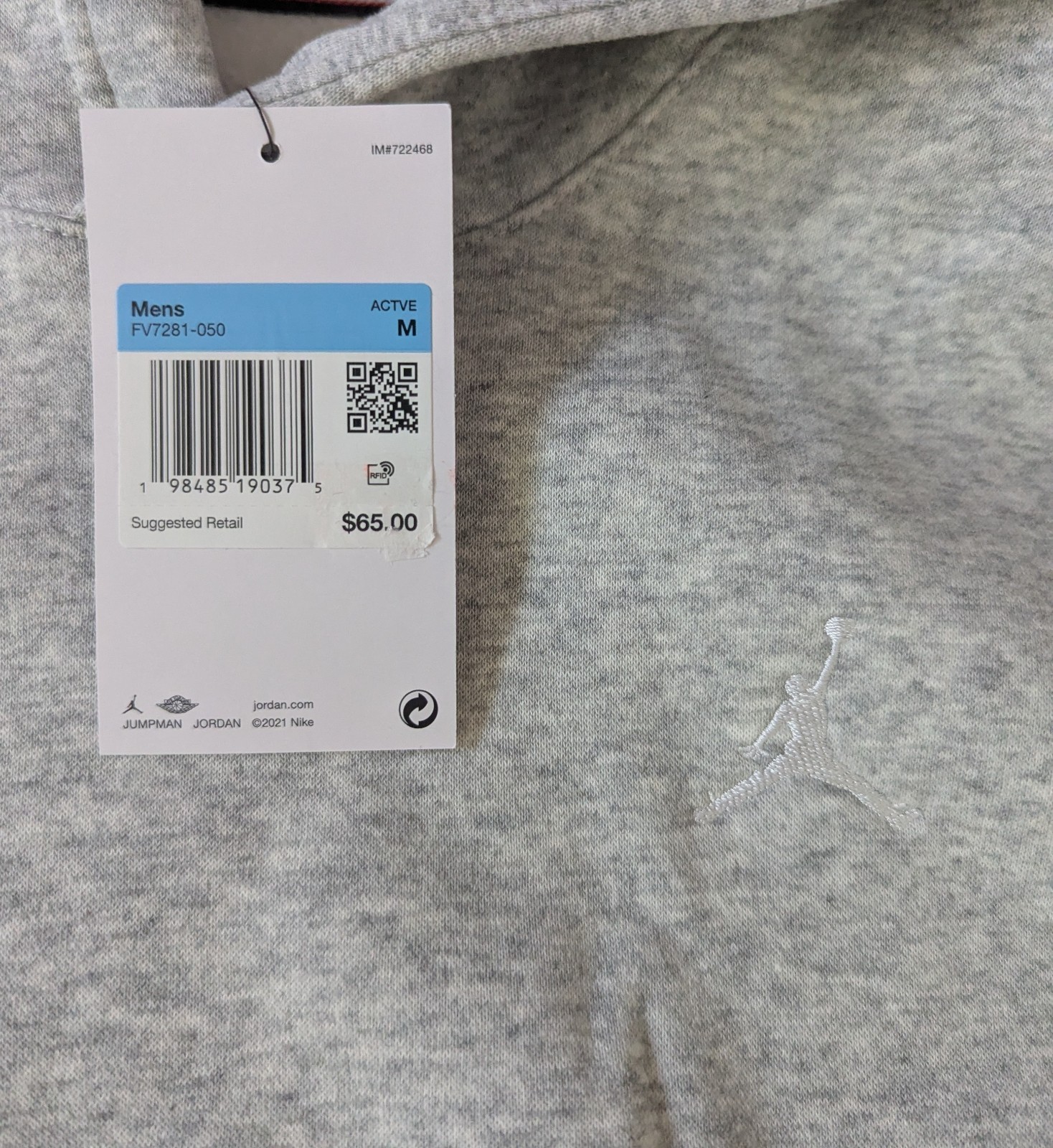Nike Air Jordan Brooklyn Hoodie FV7281 050 man grey jacket M 2XL Brand New