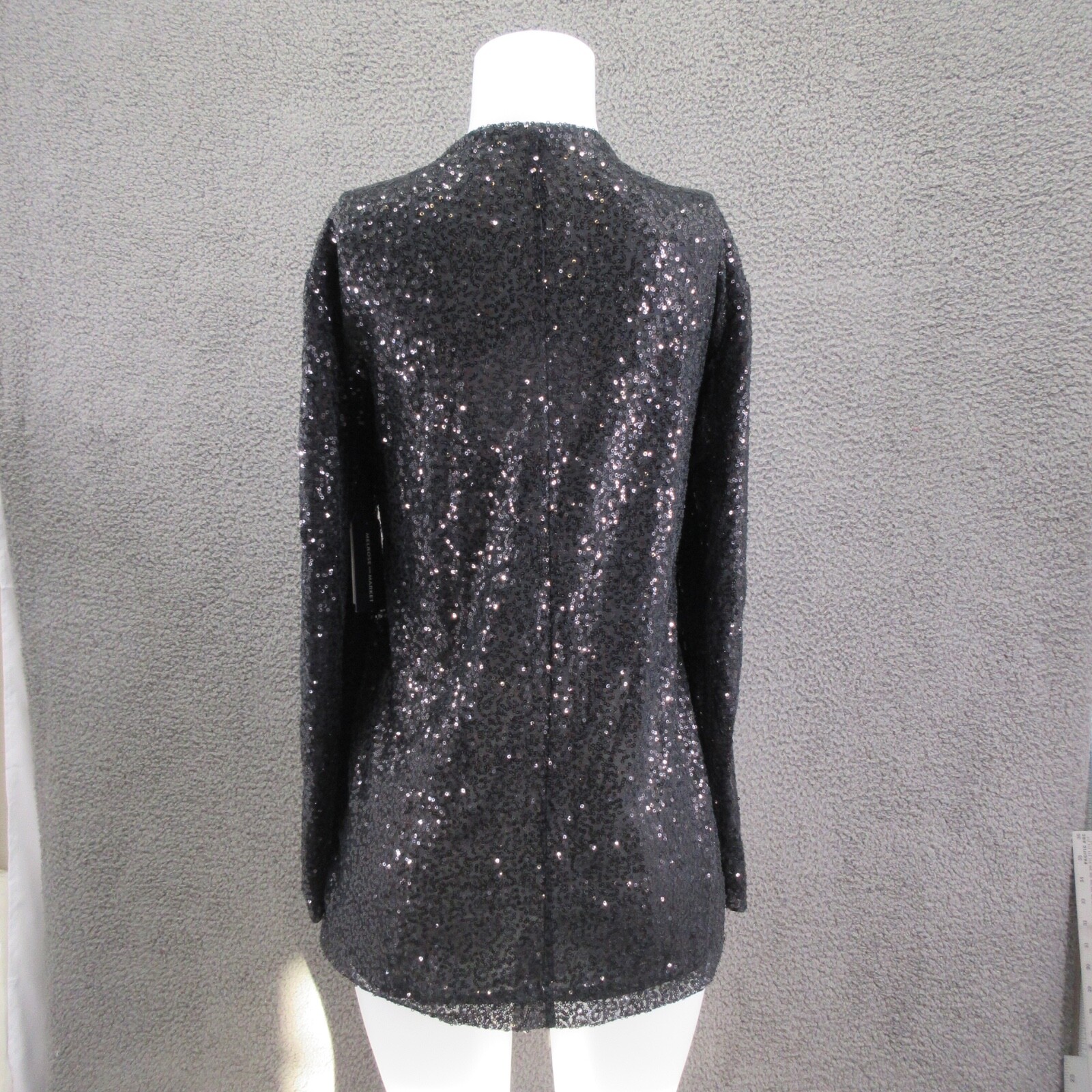 Melrose & Market Black Sequin Open Front Blazer Jacket Women’s Medium #4659
