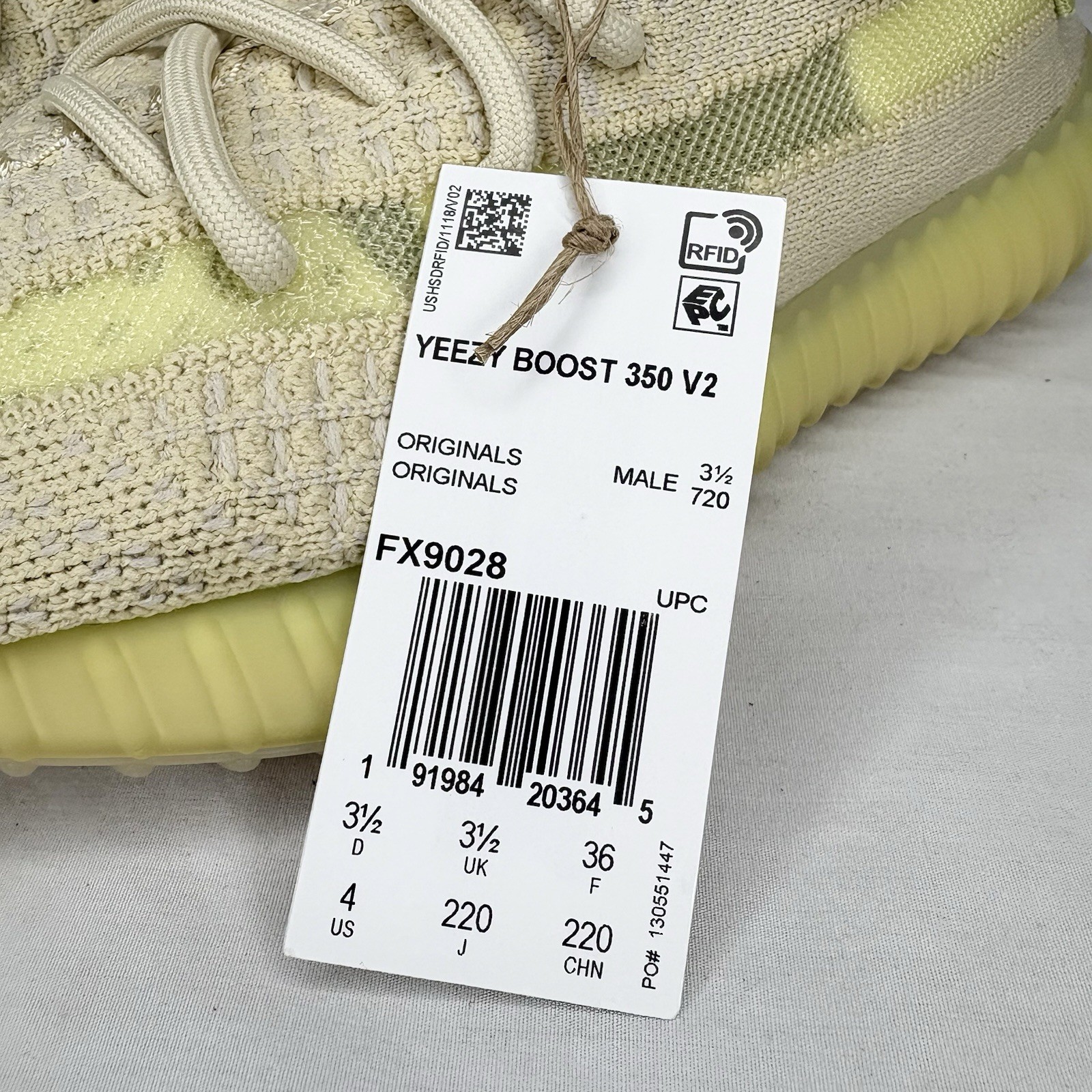 Adidas Yeezy Boost 350 V2 Mens Shoes 4 Lace Up Beige Sneakers Casual FX9028