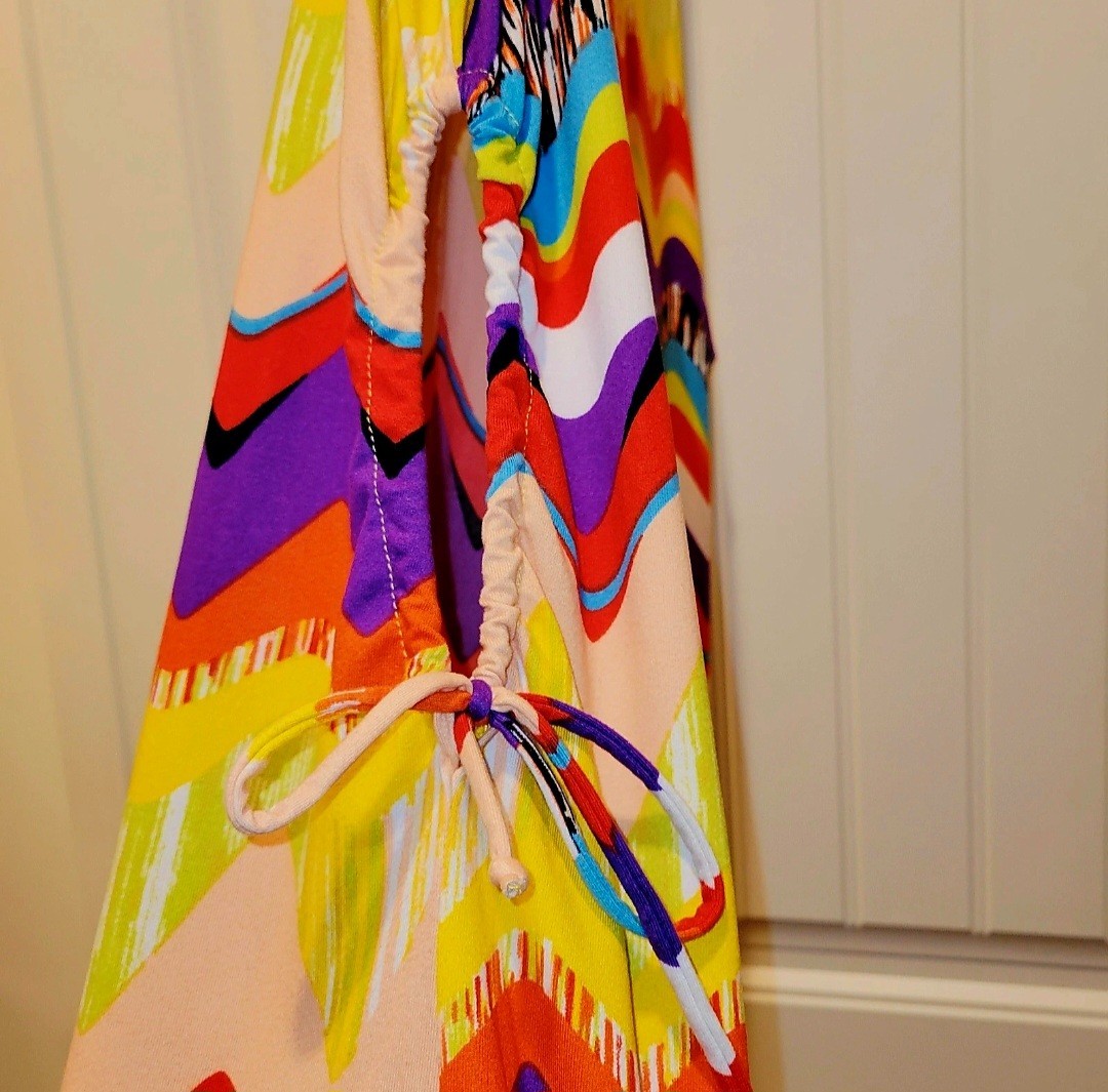 Almost Famous Vibrant Tropical Chevron Cut-Out Maxi Dress – Size 3X