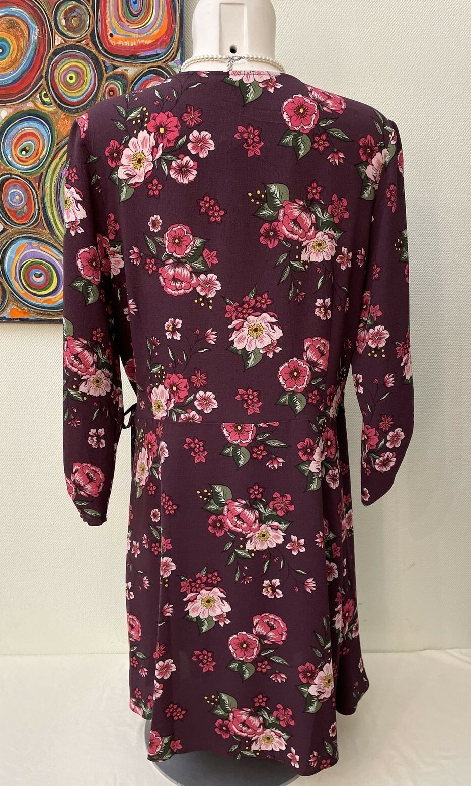 Redherring Wrap Dress / Tunic Dark Purple Girl Scout Floral NEW UK 18 EU 46