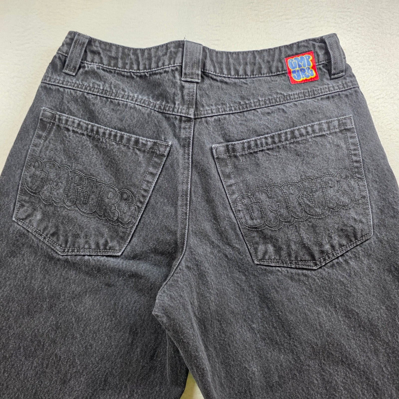 Empyre Loose Fit Skate Jeans Mens 30 Black Baggy Embroidered Logo Denim Pants
