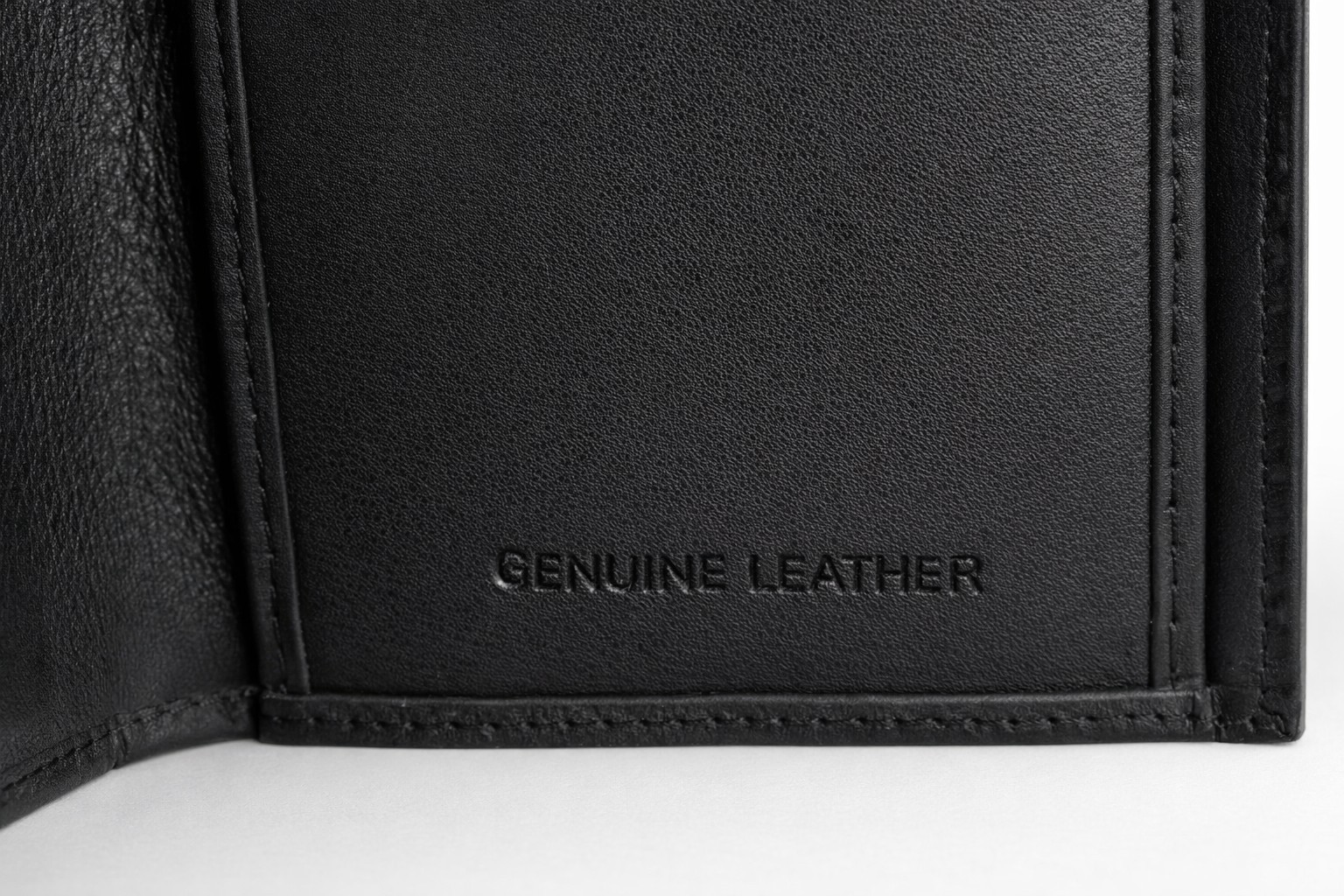 Men’s Genuine Leather RFID Security Black Trifold Wallet with Inside Zipper Box
