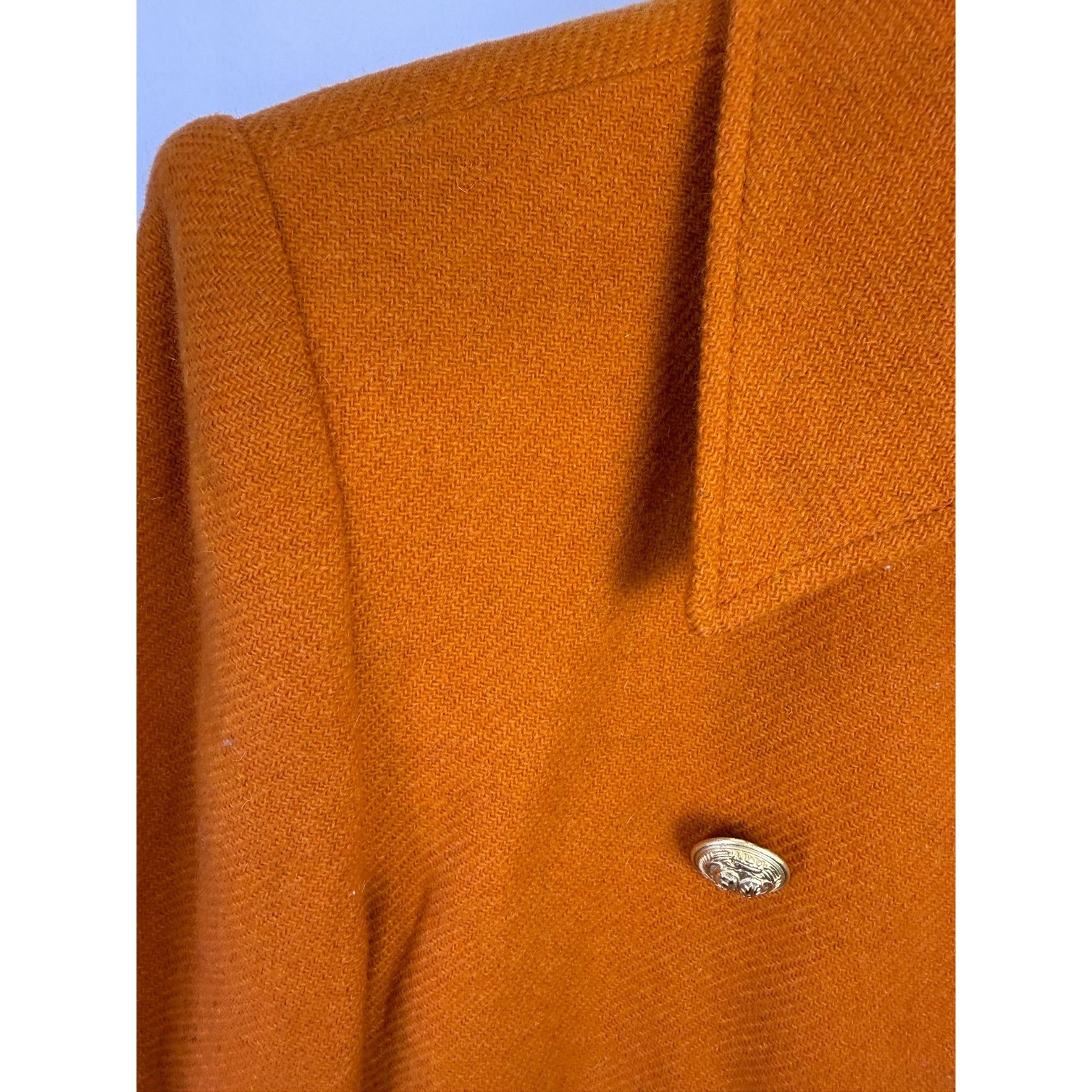 Vintage J Peterman Wool Coat Double Breasted Gold Buttons Equestrian USA 90s 14