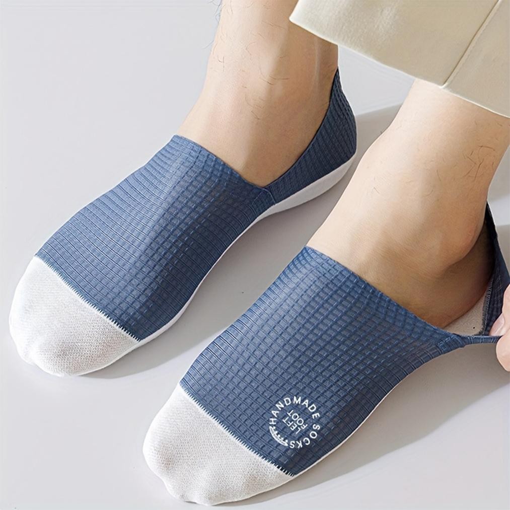 3pairs Men’s Invisible Socks Thin Breathable Comfortable High Quality Waffle Pat