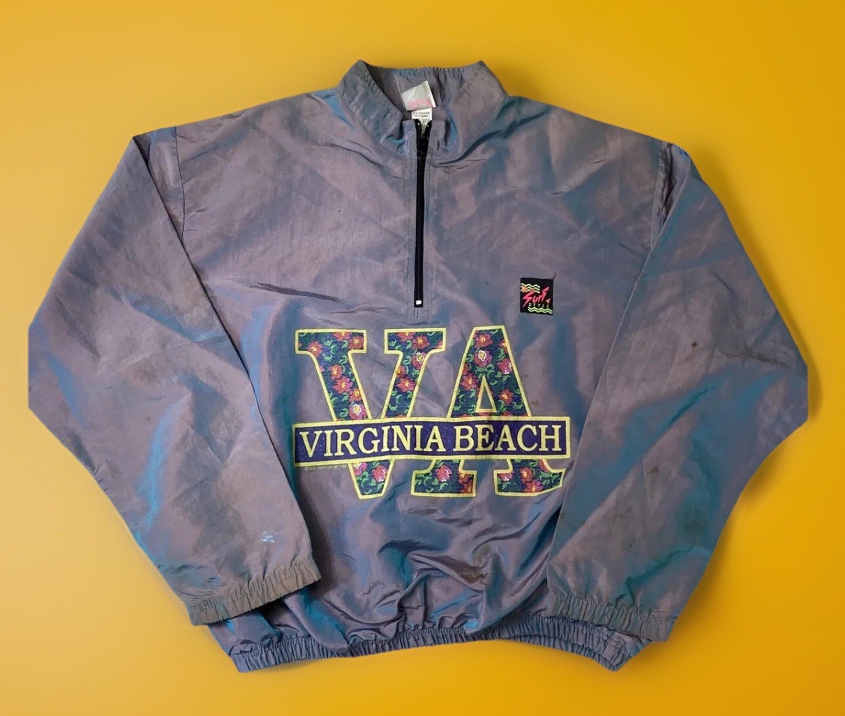 Vtg Surf Style Pull Over Iridescent Jacket One Size Fits All VA Virginia Beach