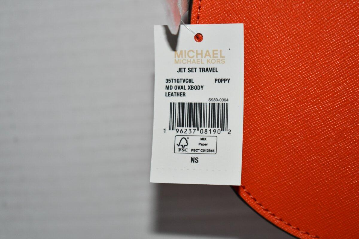 MICHAEL KORS MED Leather Crossbody Bag in Poppy #35T1GTVC6L NWT