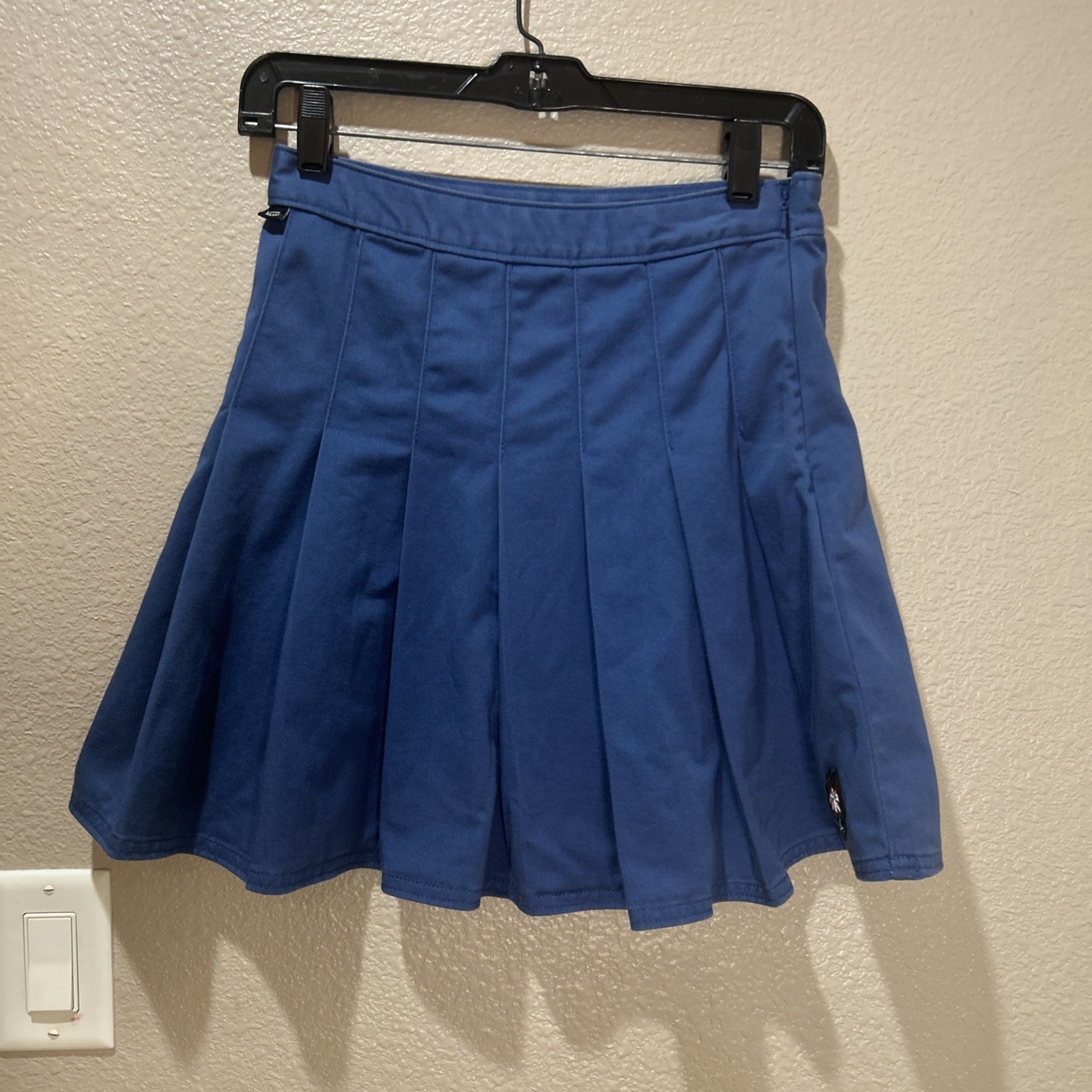 Vans Off The Wall Emo Punk Chino Blue Pleated Mini Tennis Skater Skirt Small 25