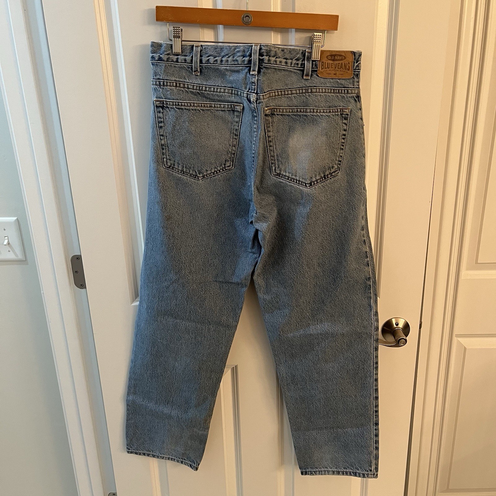 Vintage Old Navy Men 32 x 30 Jeans Stone Washed Blue Denim Straight Greenwood