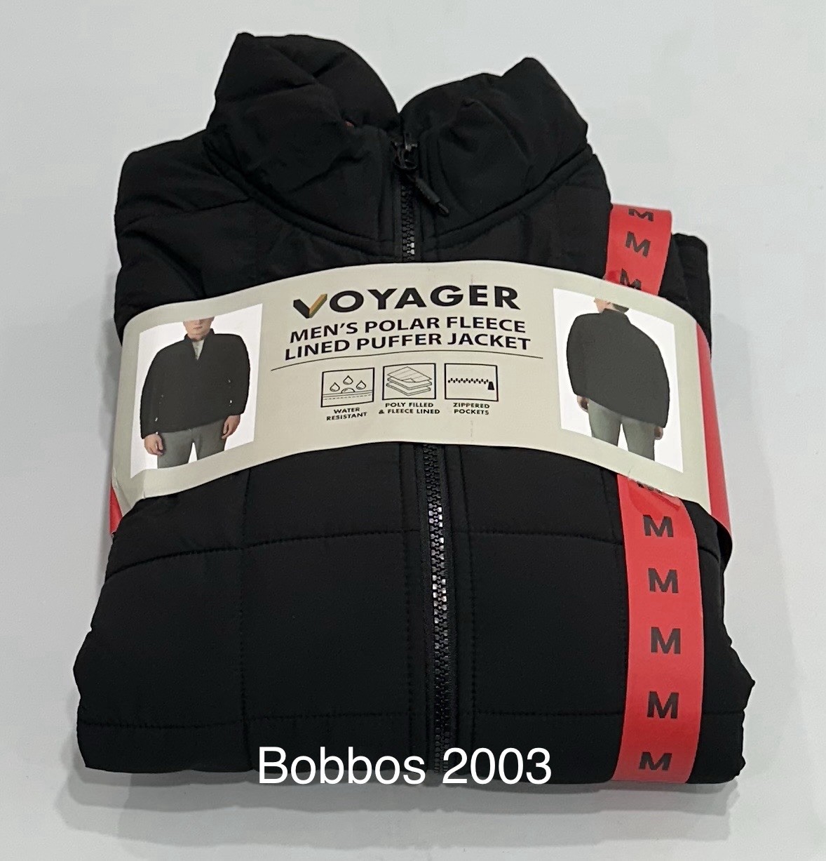 Voyager Men’s Polar Fleece Lined Puffer Jacket, Black, Size M