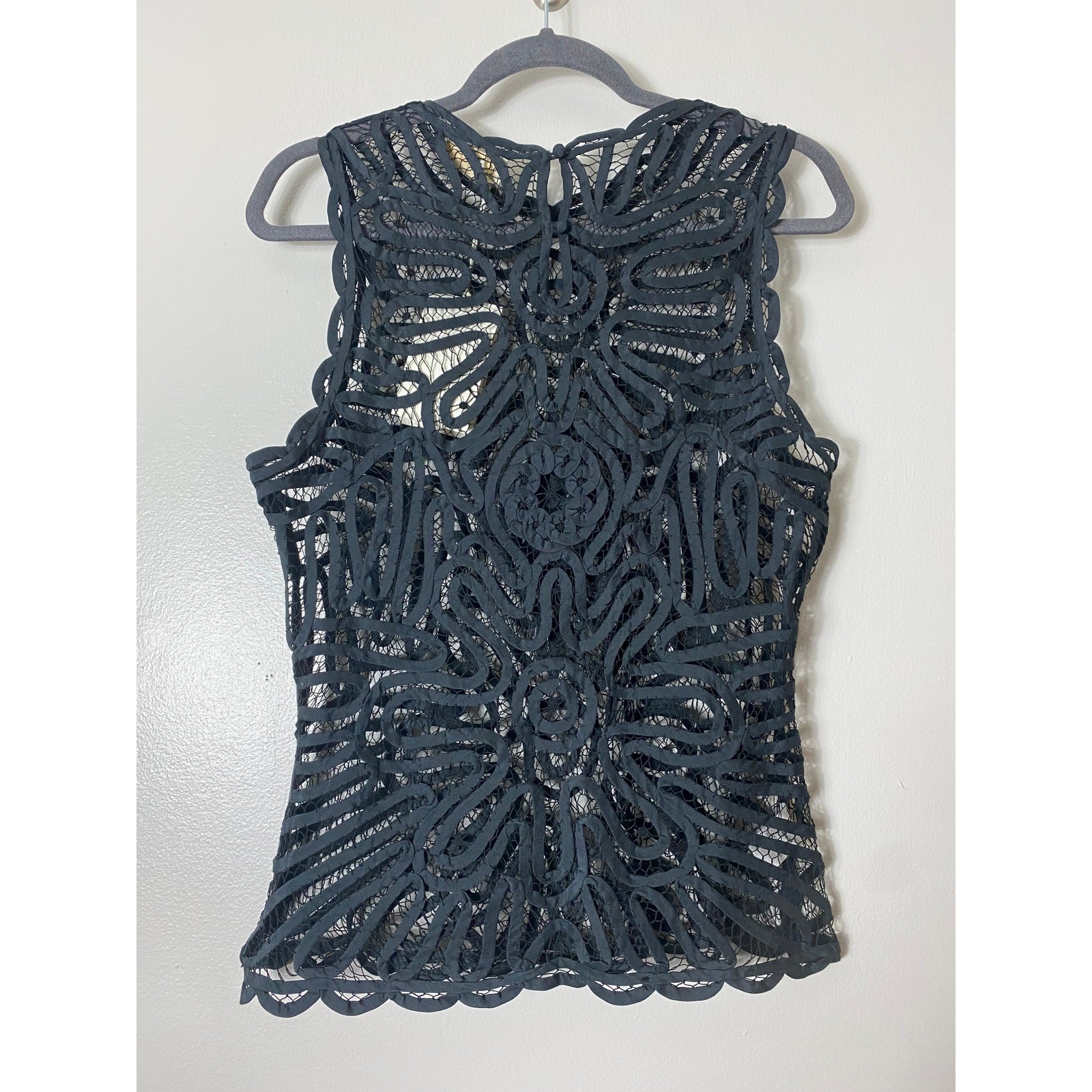ULLA JOHNSON TOP 6 SHEER BLACK SILK RIBBON LACE EDGY GRUNGE FAIRY WHIMSIGOTH