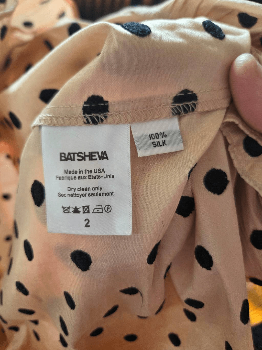 BATSHEVA Claudette Ruffled Polka-Dot Silk Dress sz 2