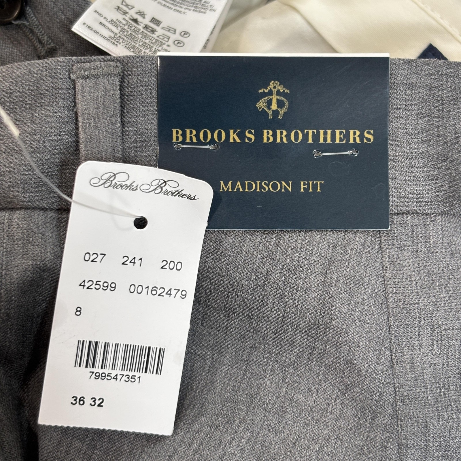 Brooks Brothers Madison Fit Pants Men’s 36×32 Gray Merino Wool Dress Slacks