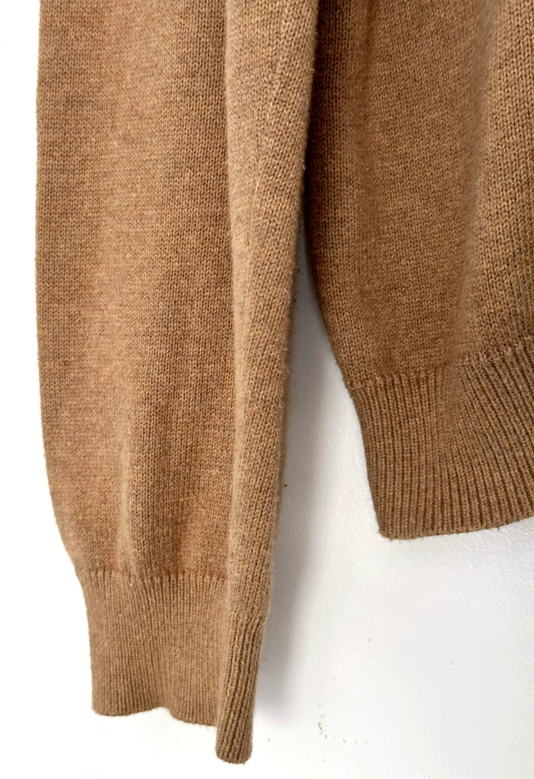 Eddie Bauer Mens Large Cotton Cashmere Quarter Zip Sweater Camel Brown