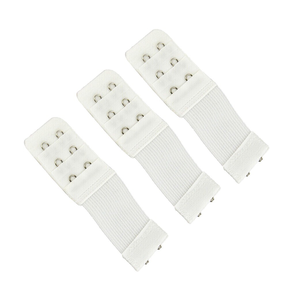More of Me to Love Stretch Bra Extender 3-Pack, White, 2/3/4-Hook Style, Elastic