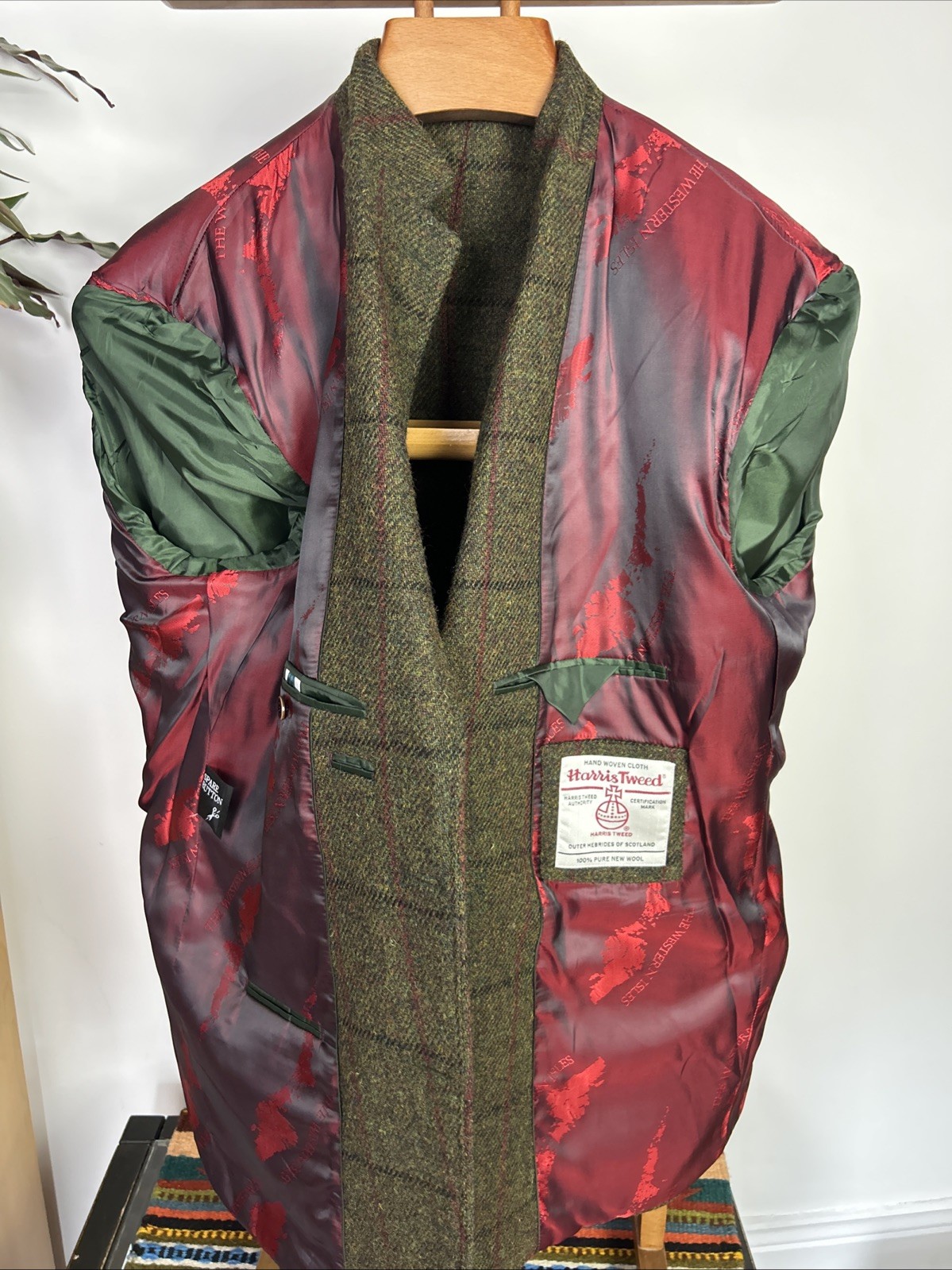 HARRIS TWEED (46R) Mens Sport Coat Jacket ‘Western Isles’ Windowpane Herringbone
