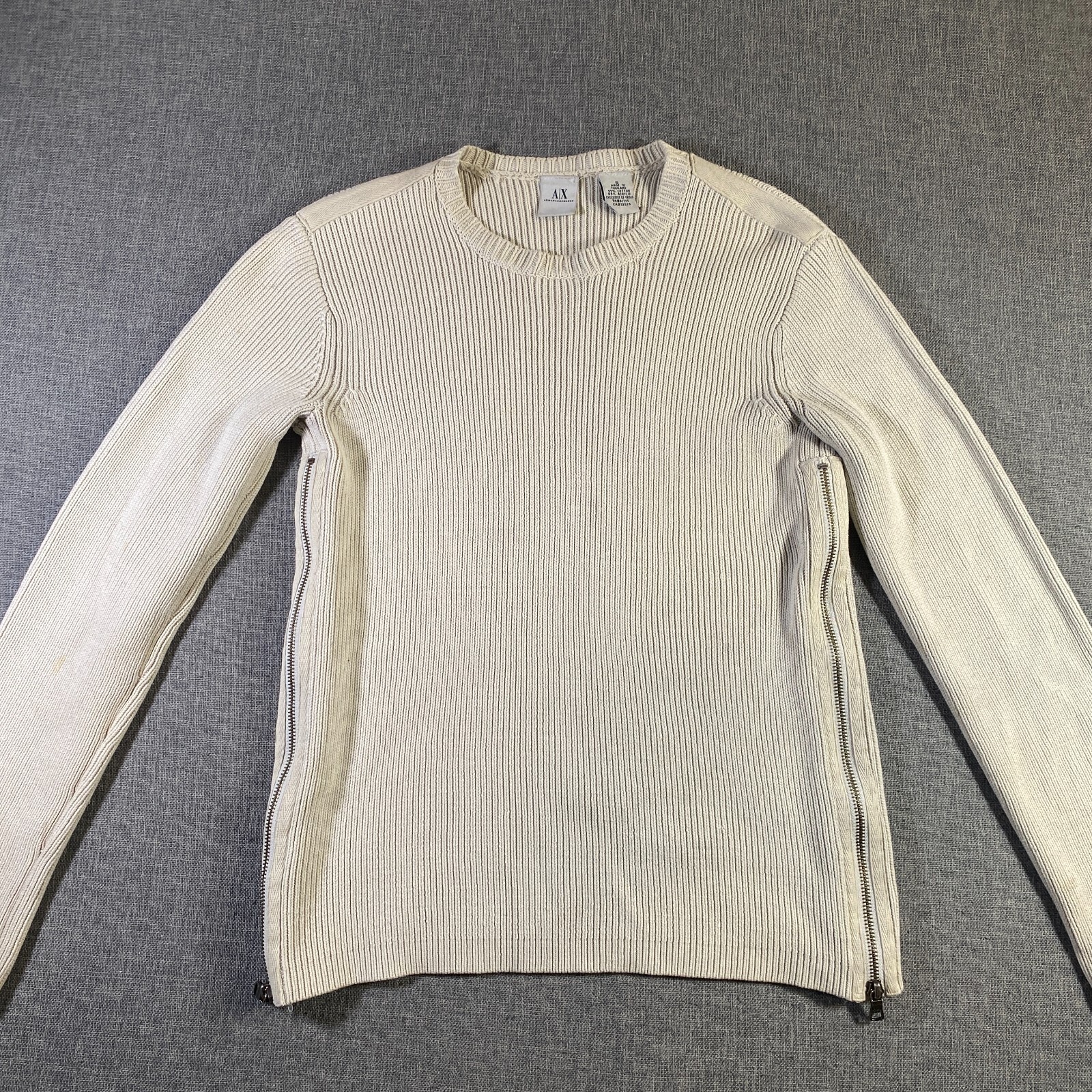 Armani Exchange Pleated Zipper Size Sweater Womens Size Small Acrylic Blend Tan