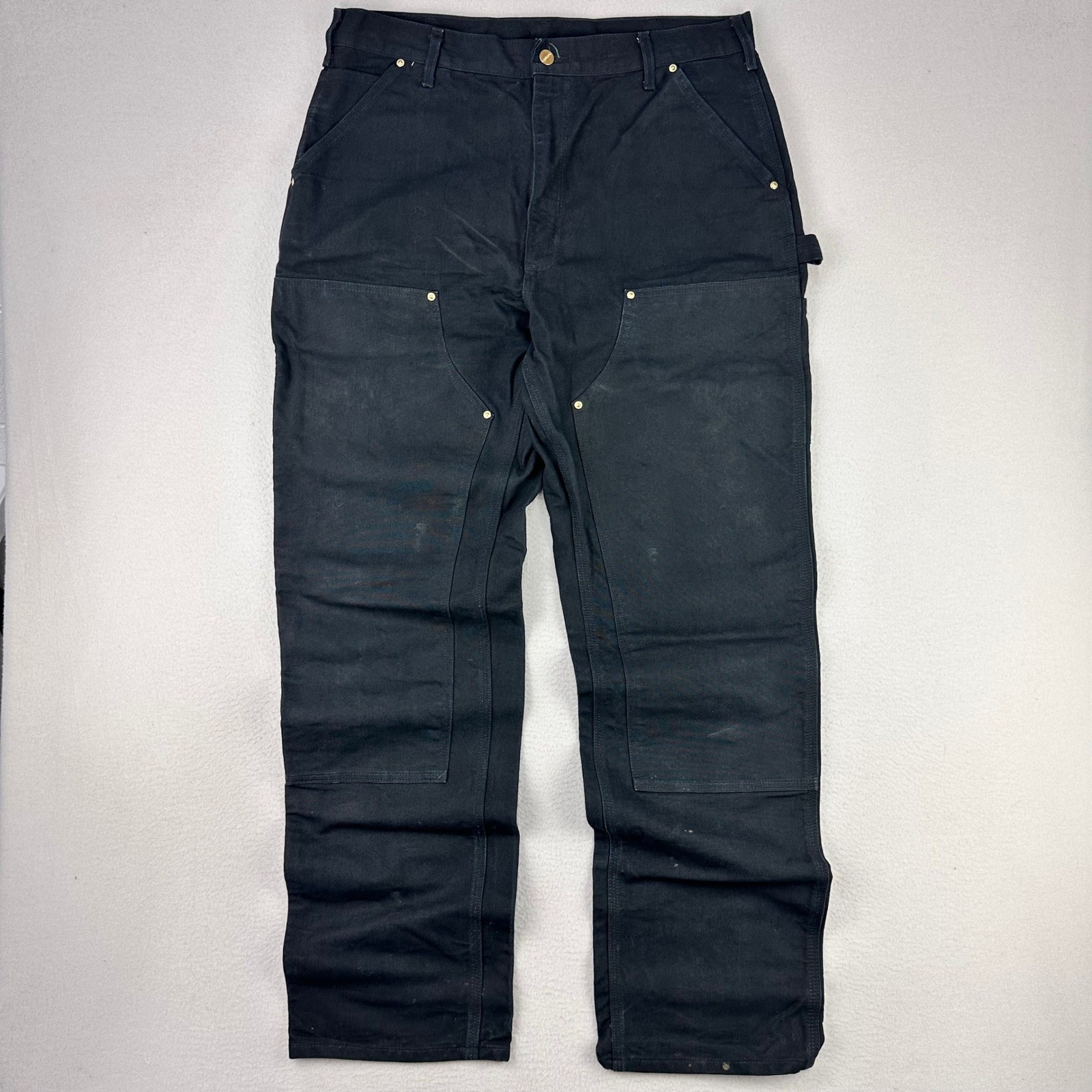 Carhartt Double Knee Work Pants B01-BLK Mens 36×34 Duck Canvas Loose-Fit USA Y2K