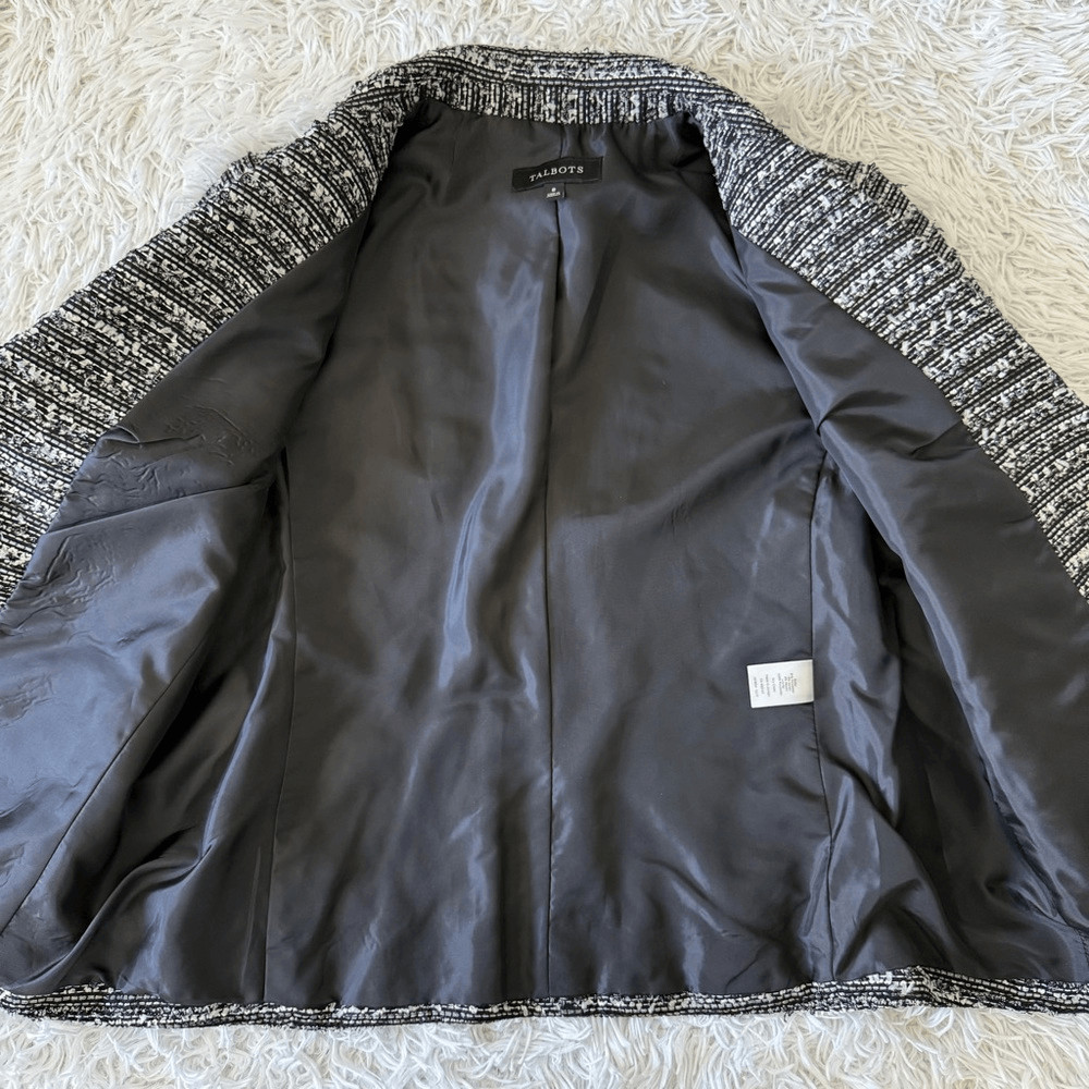Talbots Classic Black and White Tweed Blazer Size 8