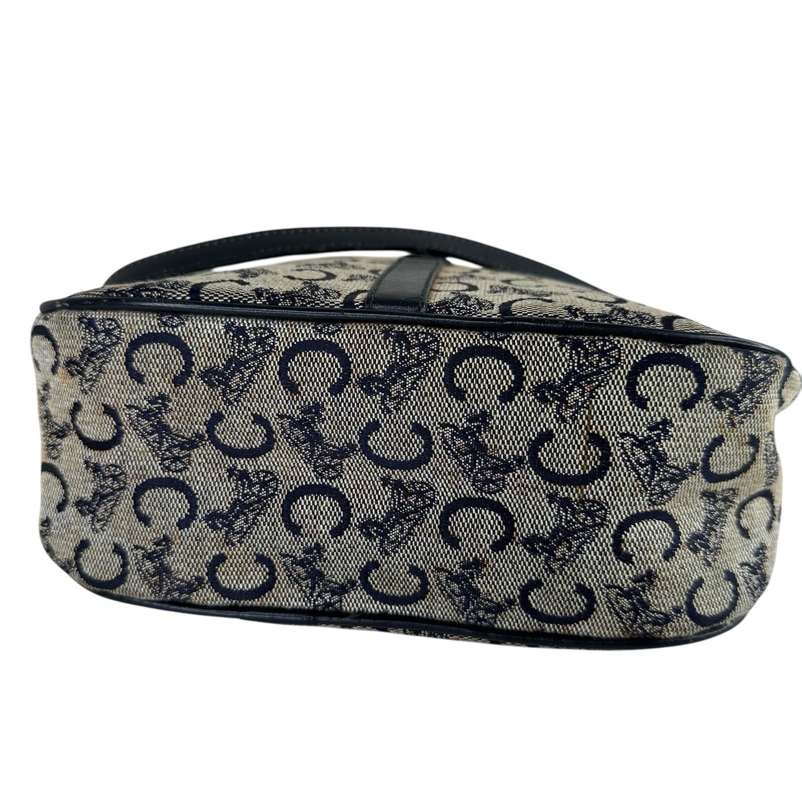 Celine Horse Carriage Hardware Gold Logo C Blue Jacquard/Leather Crossbody Bag