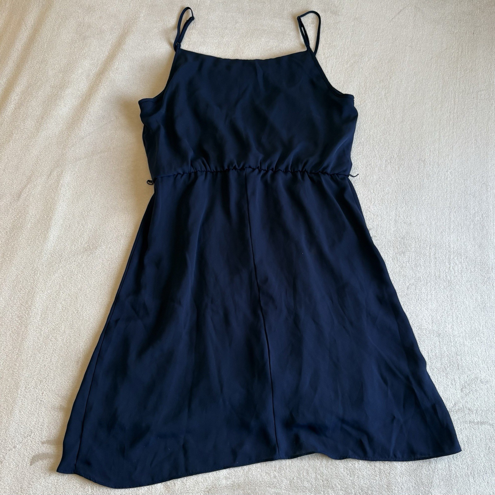 BISOU BISOU Women’s 12 Navy Solid Sleeveless V-Neck Mini Dress Adjustable