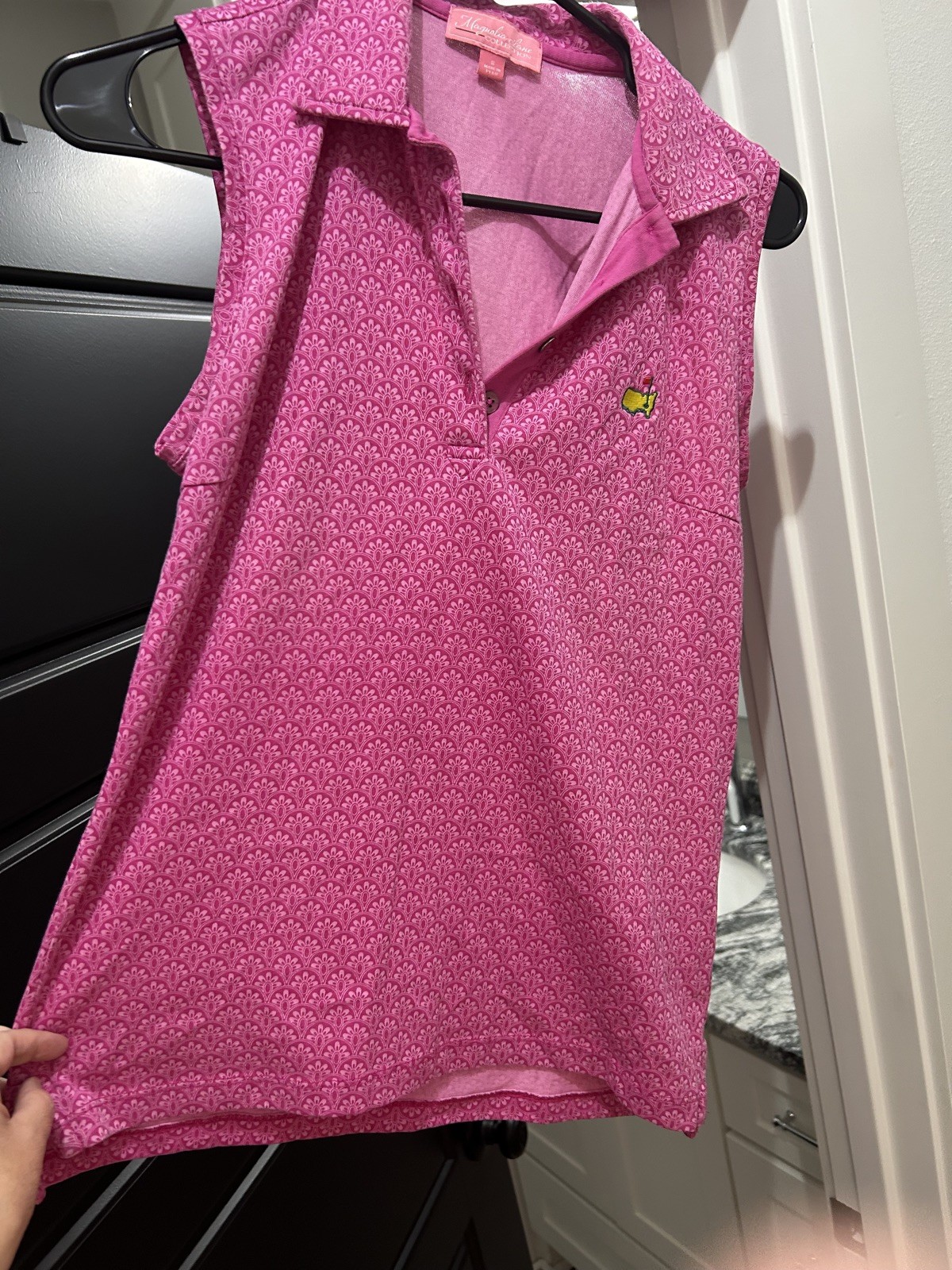 Magnolia Lane Polo Shirt Womens Small S Pink Masters Golf Sleeveless Augusta