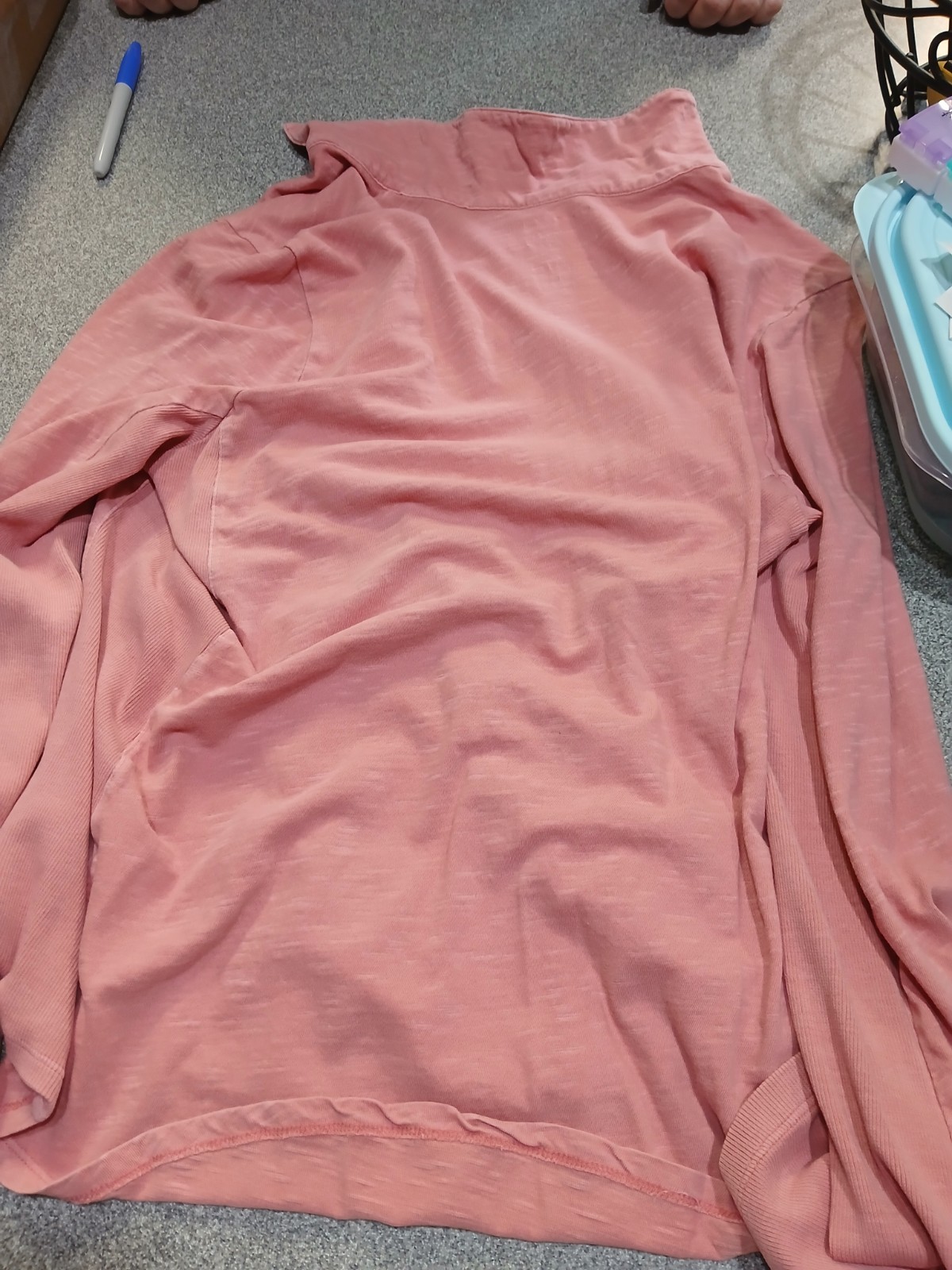 Sonoma womans XL Pink Solid Long Sleeve Button-Up Point Collar Cotton Blend