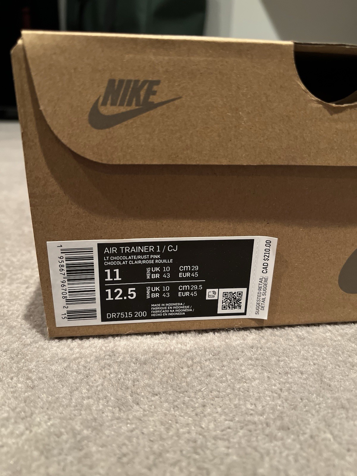 Size 11 | Travis Scott x Nike Air Trainer 1 SP Chocolate Wheat | UNDER RETAIL