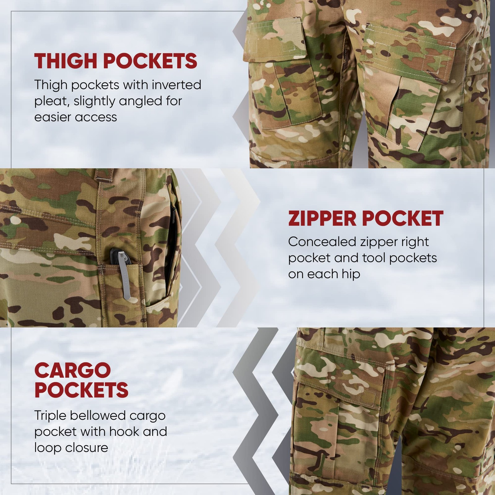 Vertx Mens Recon Combat Overt Tactical Gear Uniform Cargo Pants Multi-cam 34×30