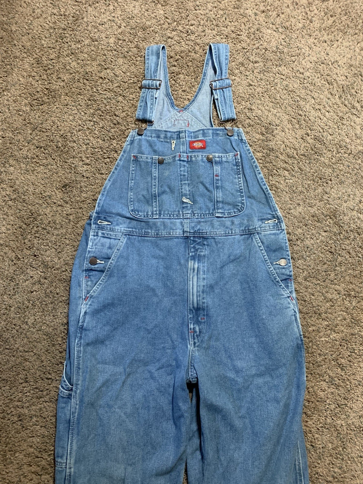 Dickies Denim Carpenter Overall Bibs Mens Size 32×32 Workwear Chore Farm