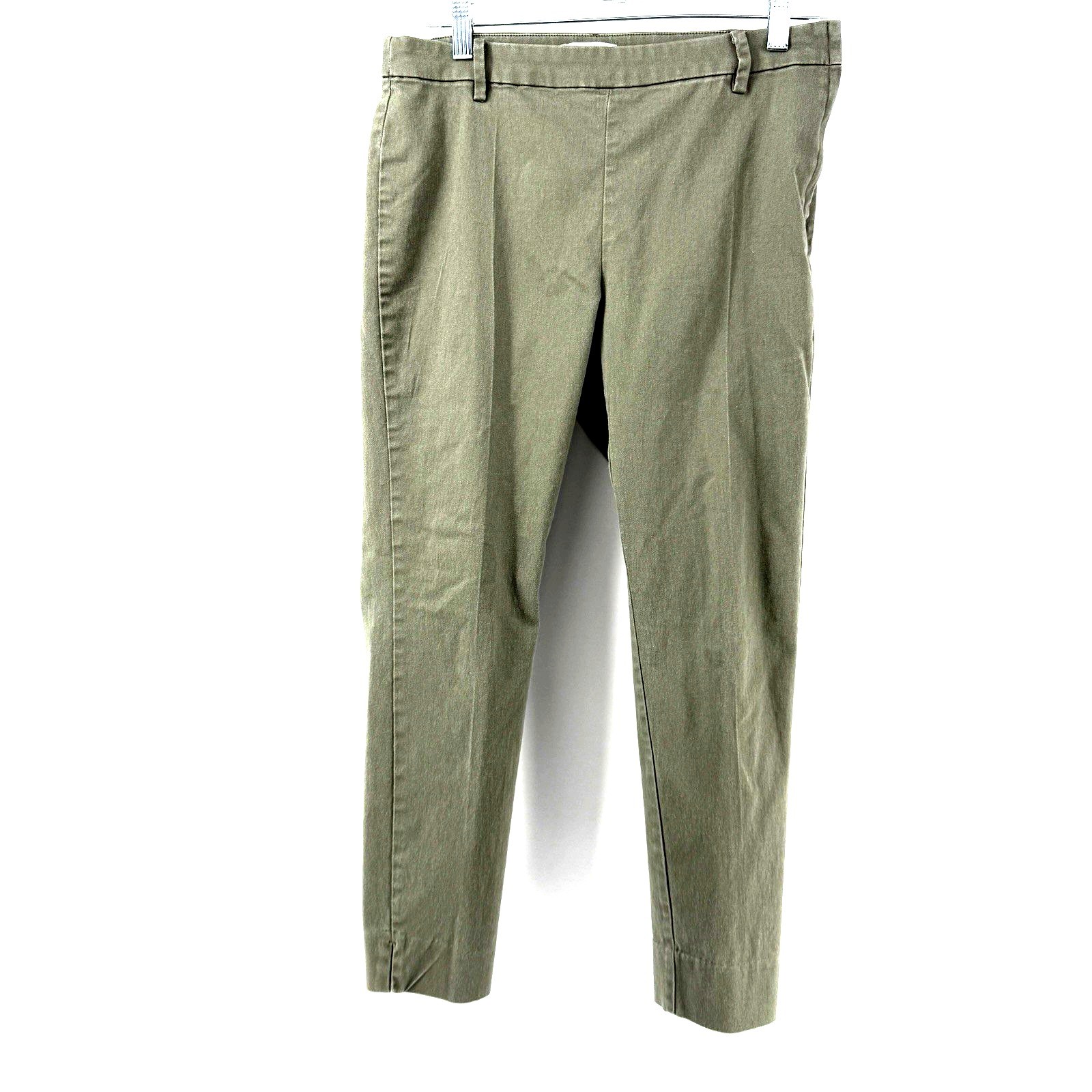 H&M Women’s Side Zip Pants Slim Leg Stretch Ankle size 10 27″ Inseam Olive