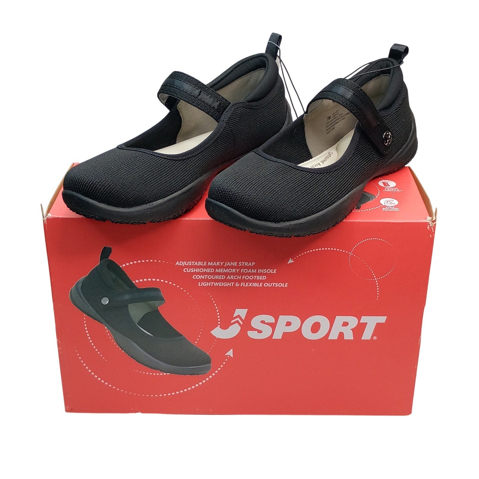 J Sport Melody Mary Jane Women Size 8 Black Memory Foam Comfort Shoes
