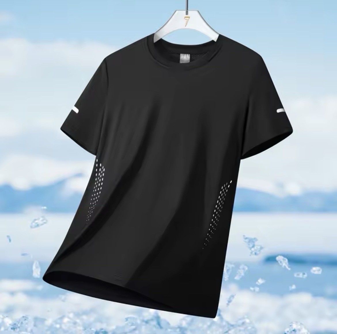 Men Running T-Shirt Ice Silk Quick Dry Breathable Reflective Sports 5XL