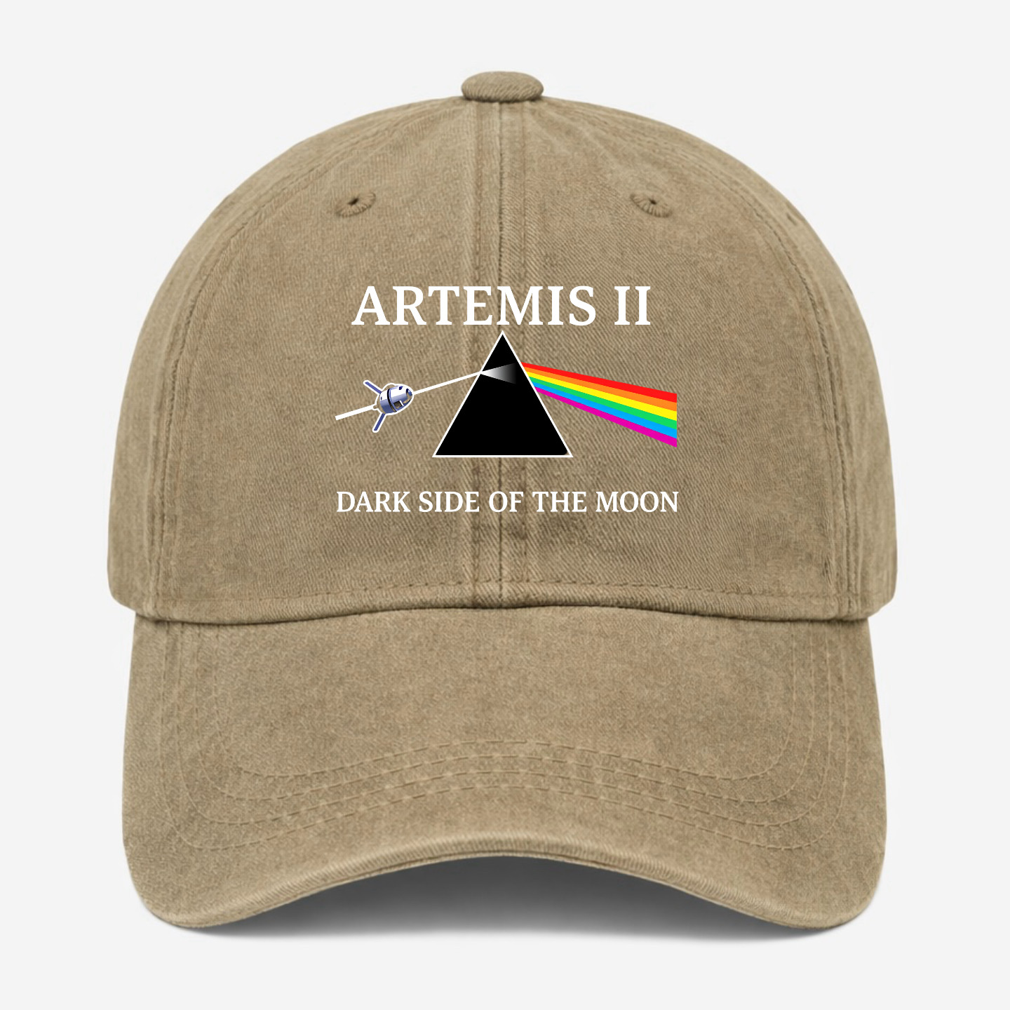 Artemis II Dark Side Moon Hat Space Prism Rainbow Funny Dad Baseball Cap Gift