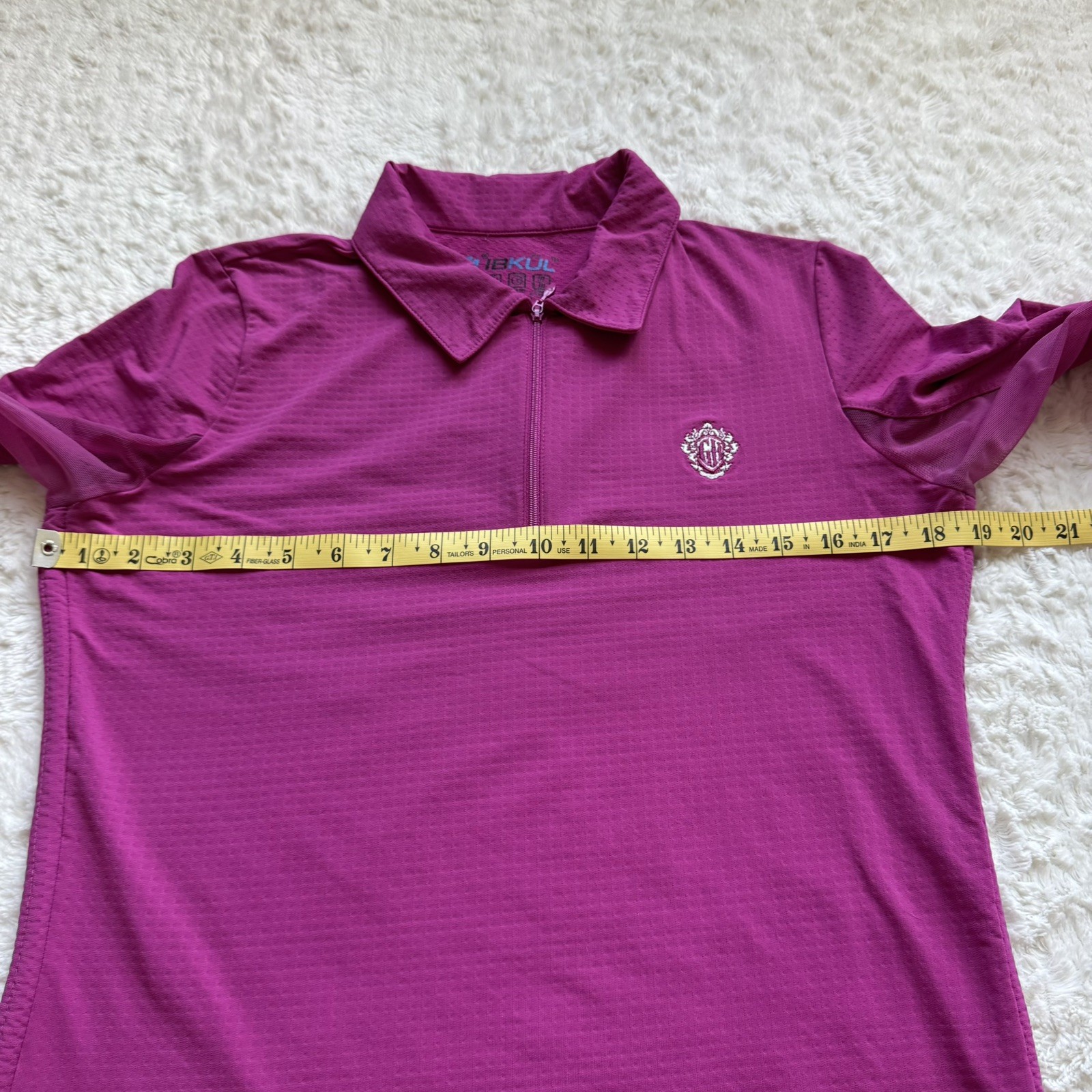 IBKUL 1/4 Zip Adjustable Length Long Sleeve Polo M UPF 50 Tennis Pickleball Golf