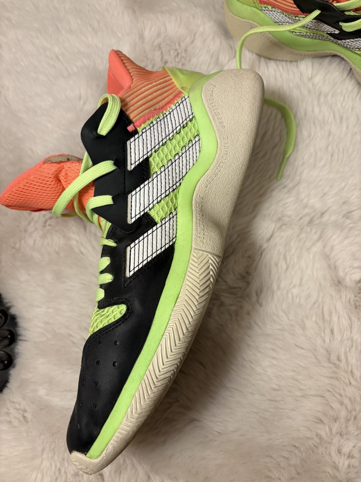 Adidas Harden Stepback Men’s Sz 12 Basketball Shoe Black Coral Neon Green EF9890