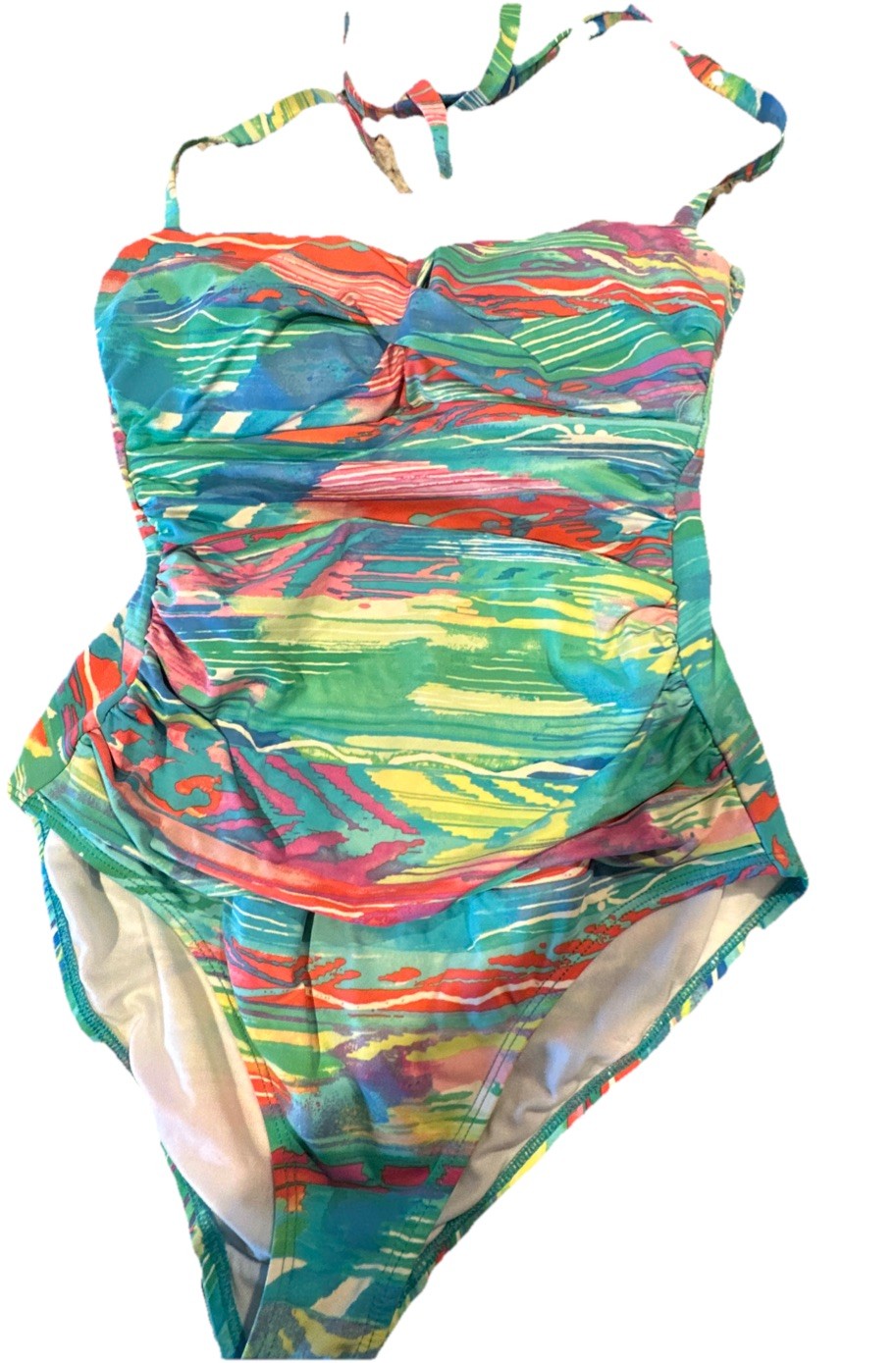 Lauren Ralph Lauren Multicolor Abstract Halter One Piece Swimsuit Size 8