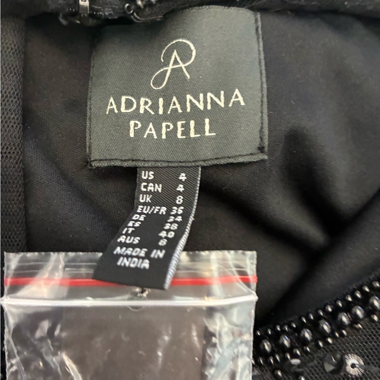 NWT Adriana Papell black sequin cocktail dress size 4