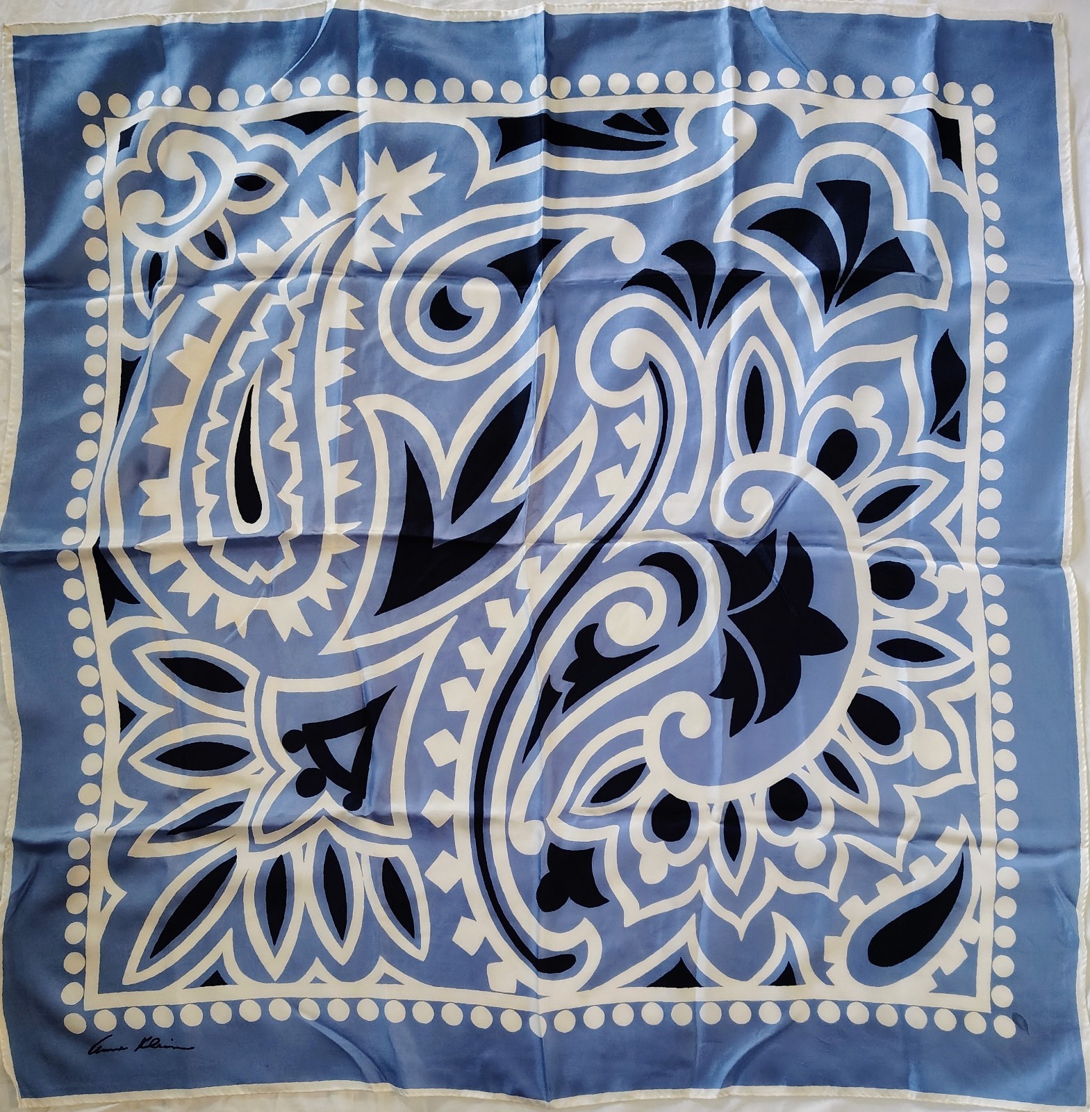 Anne Klein For The Vera Company Japan Silk Scarf Paisley Bandana 35″