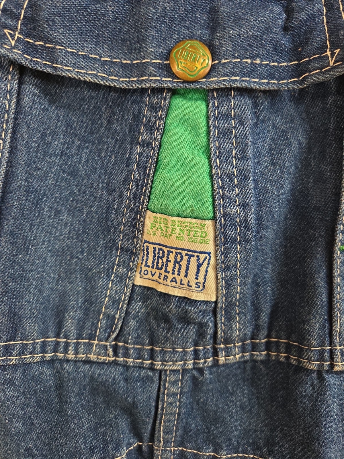 Vintage Liberty Overalls Mens 34×30 Blue Denim Bibs Work Farm Outdoor USA Made