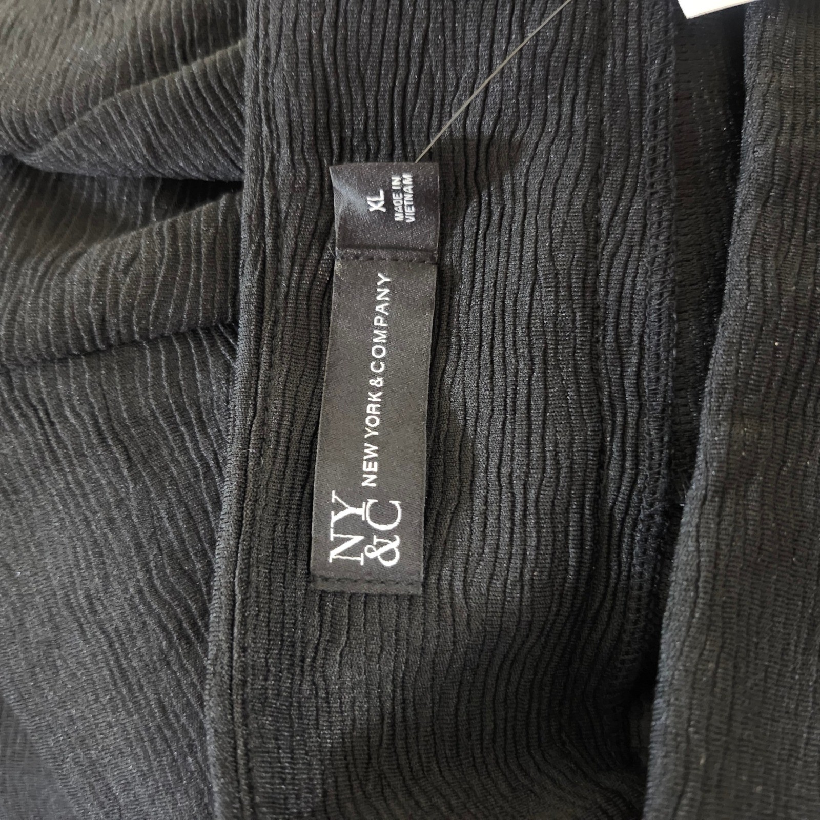 NEW New York & Company Size XL Black Textured Wide Leg Pants Side Zip NY&CO